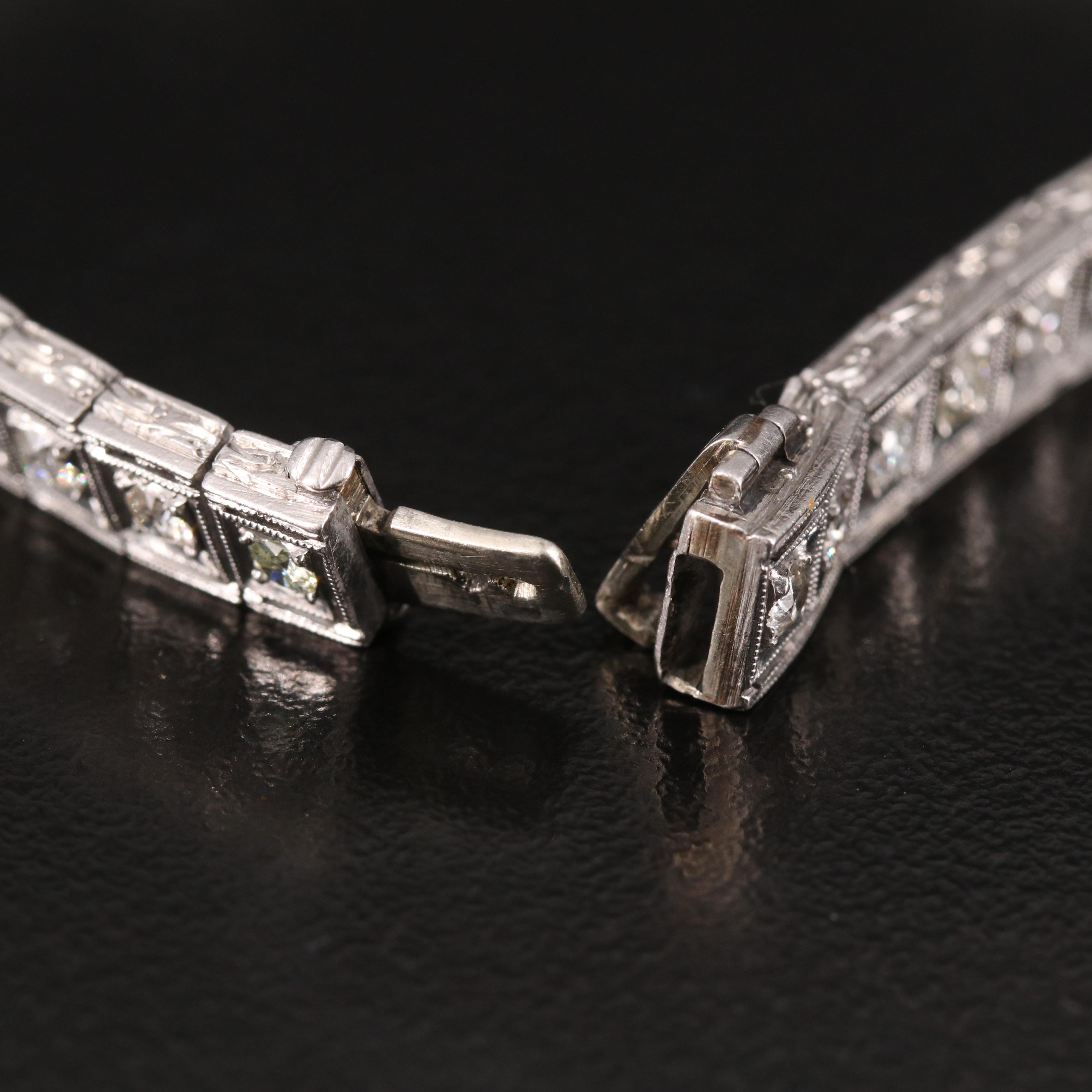 Art Deco Platinum 3.04 CTW Diamond and Sapphire Bracelet