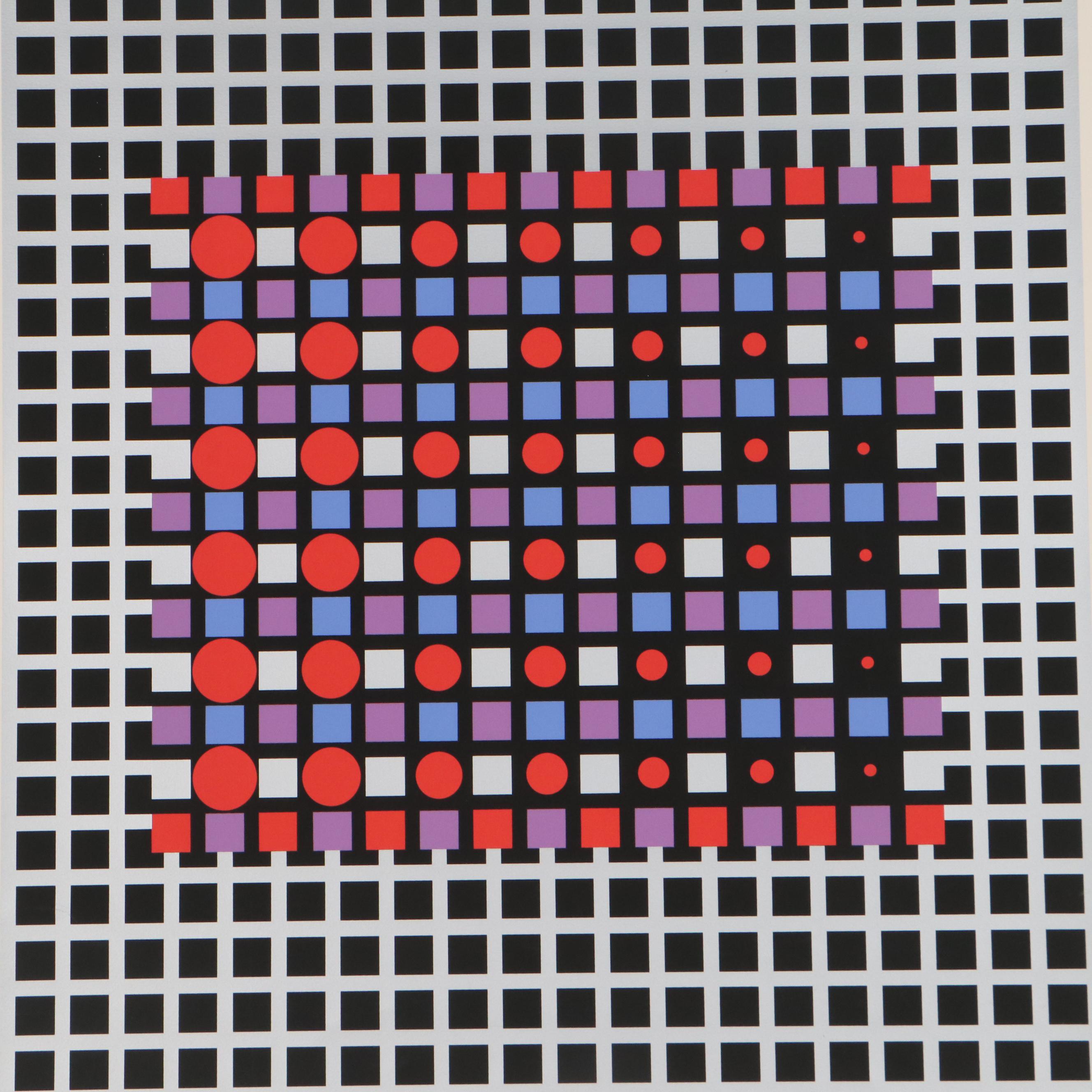Victor Vasarely Abstract Serigraph "Zilver," 1989