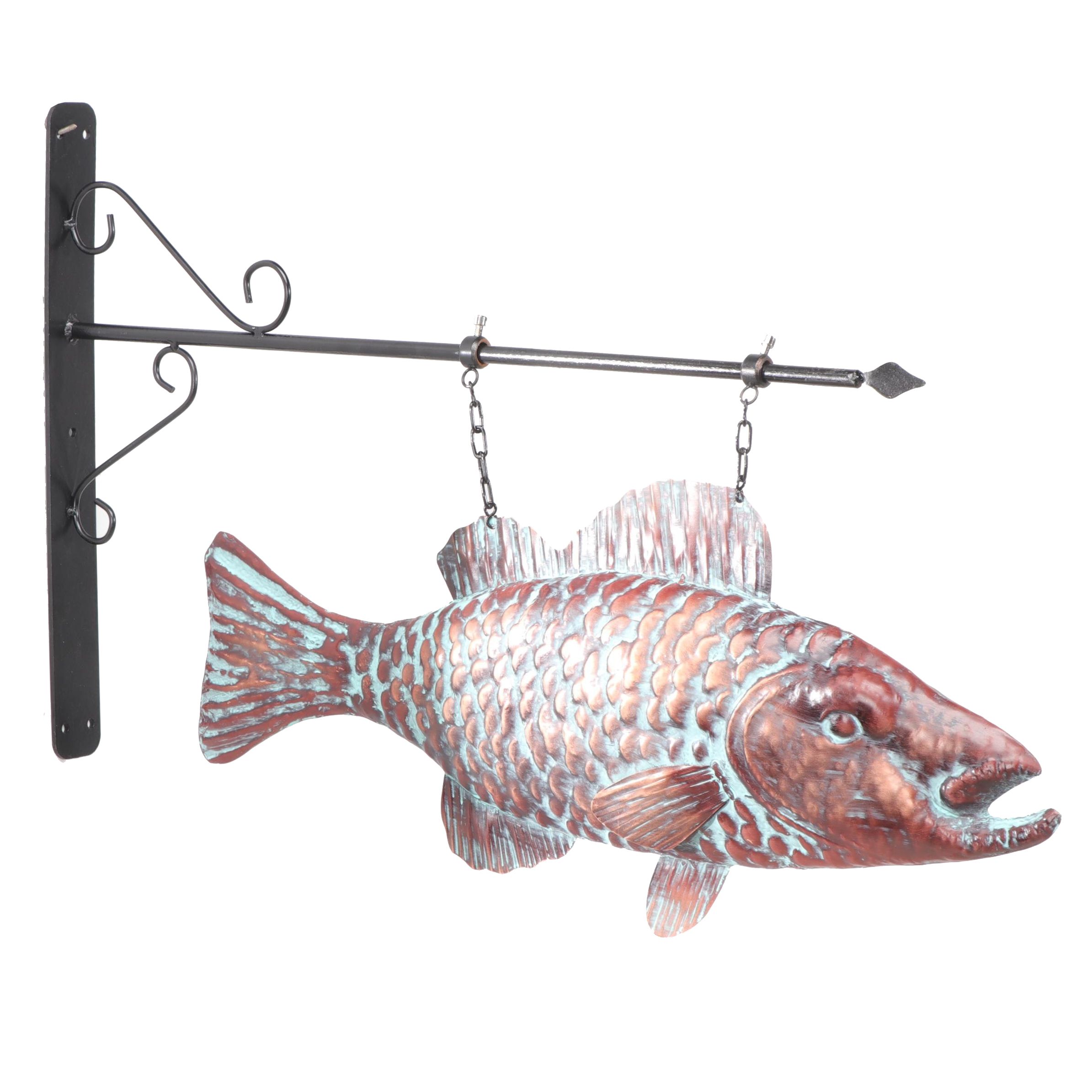 Copper Fish Trade Sign with Mounting Bracket