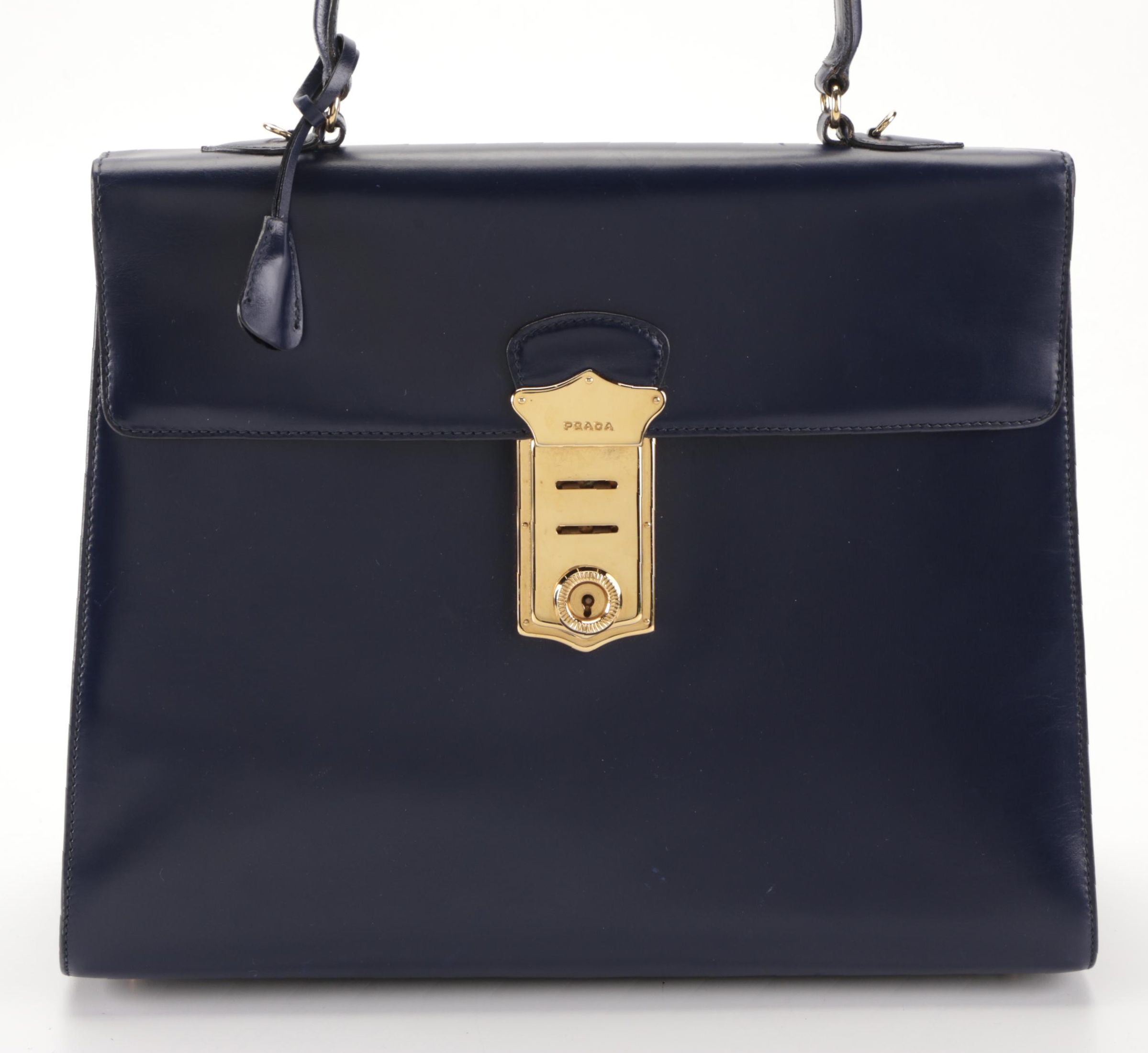Prada Two-Way Locking Top-Handle Bag in Anemone Blue Bijoux Leather