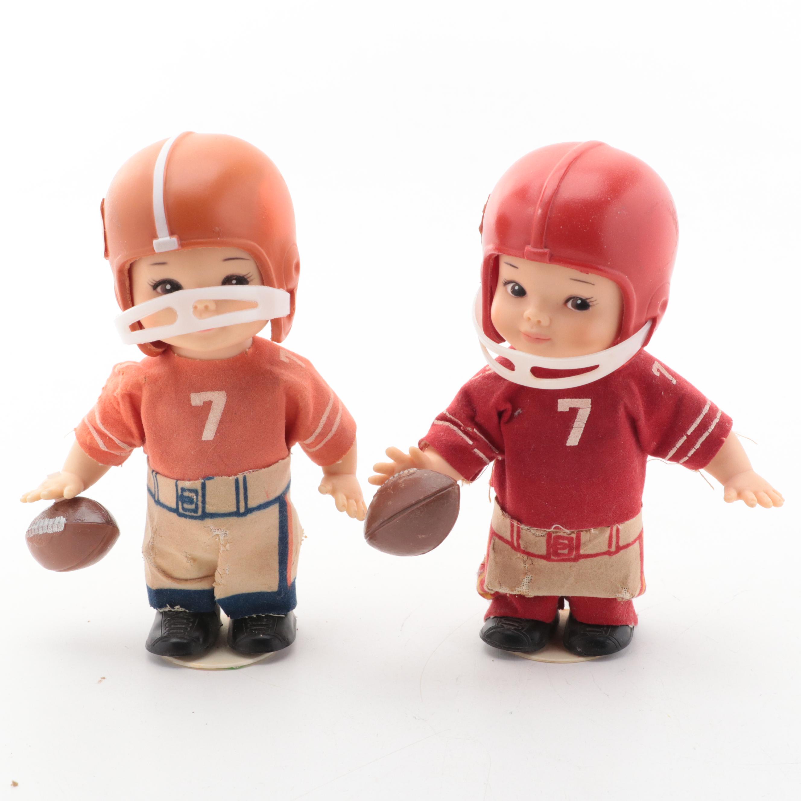 Horsman Windup NFL Teams Football Dolls With Vintage Uniforms, Vintage