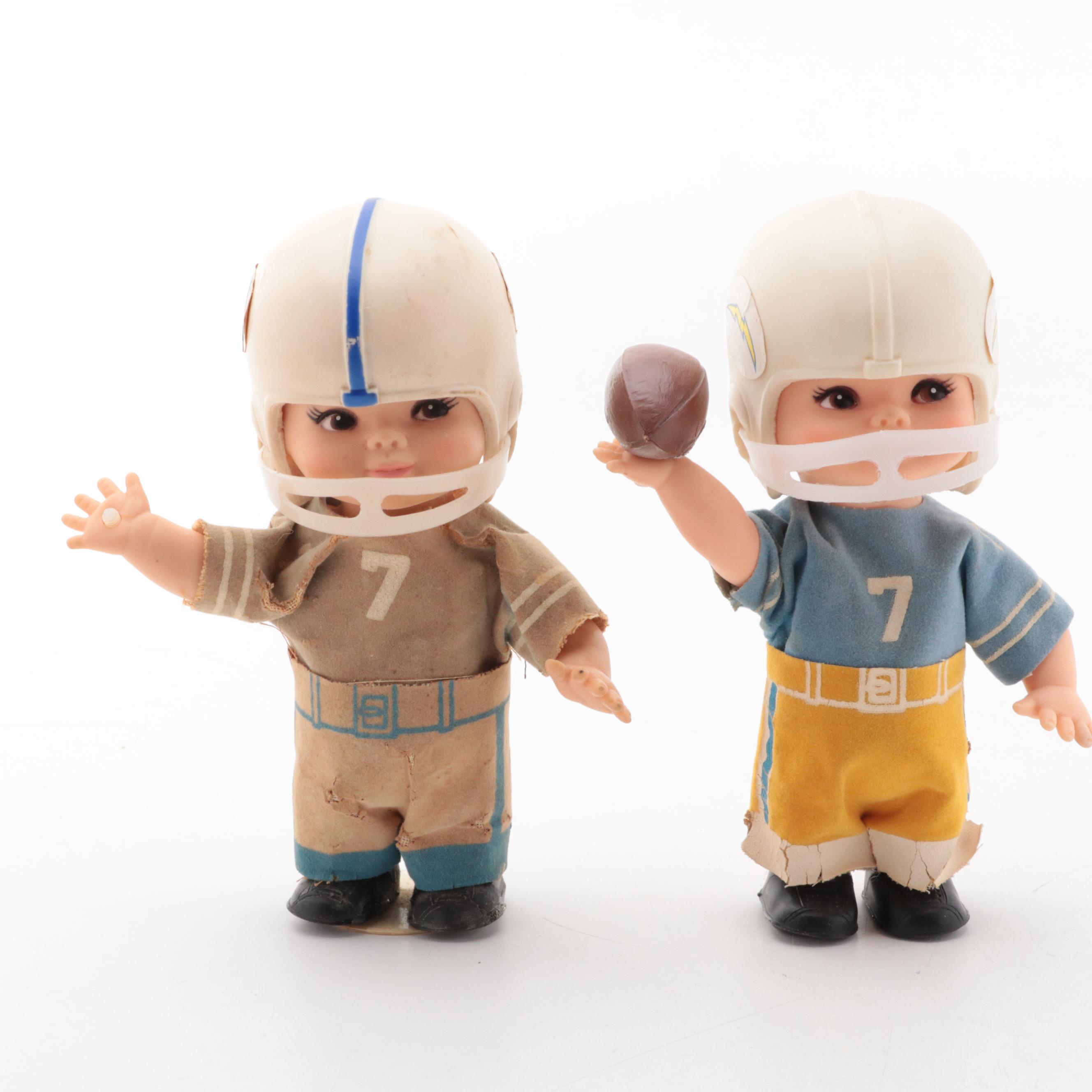 Horsman Windup NFL Teams Football Dolls With Vintage Uniforms, Vintage