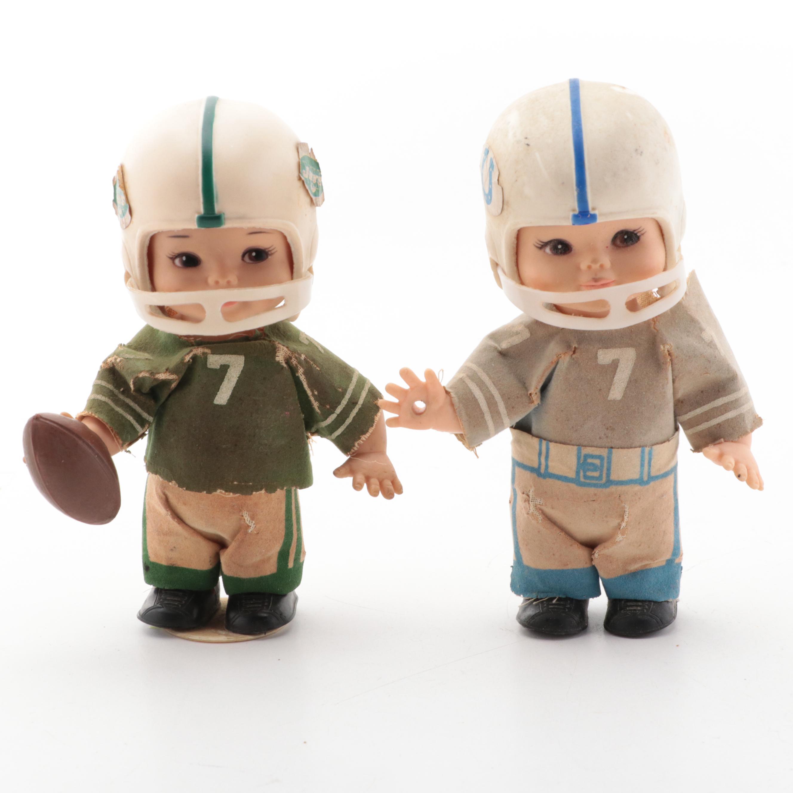 Horsman Windup NFL Teams Football Dolls With Vintage Uniforms, Vintage