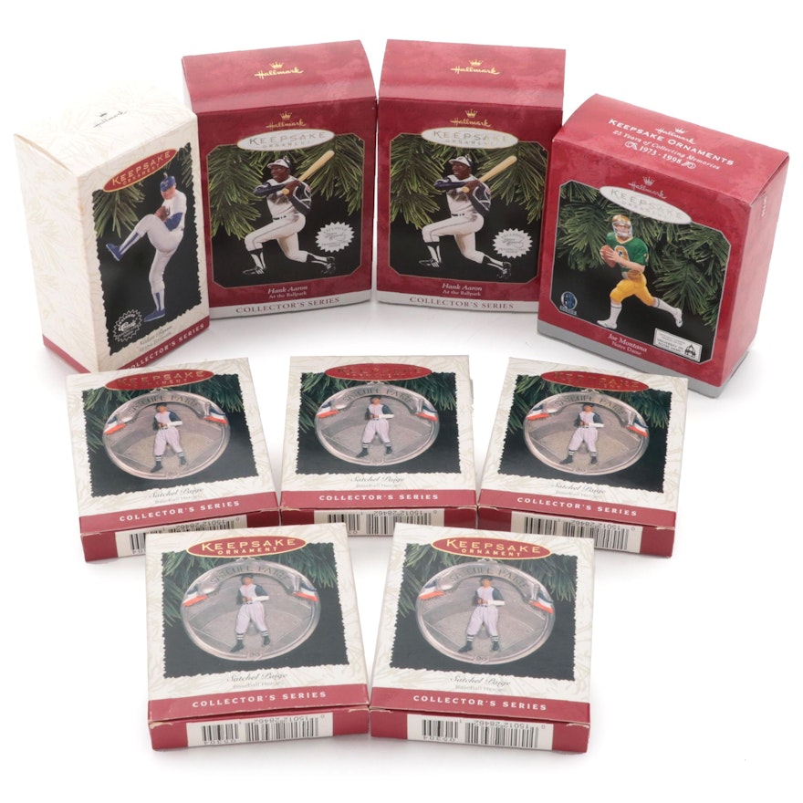 Hallmark Keepsake Paige, Aaron, Montana, More Baseball, Football Theme Ornaments