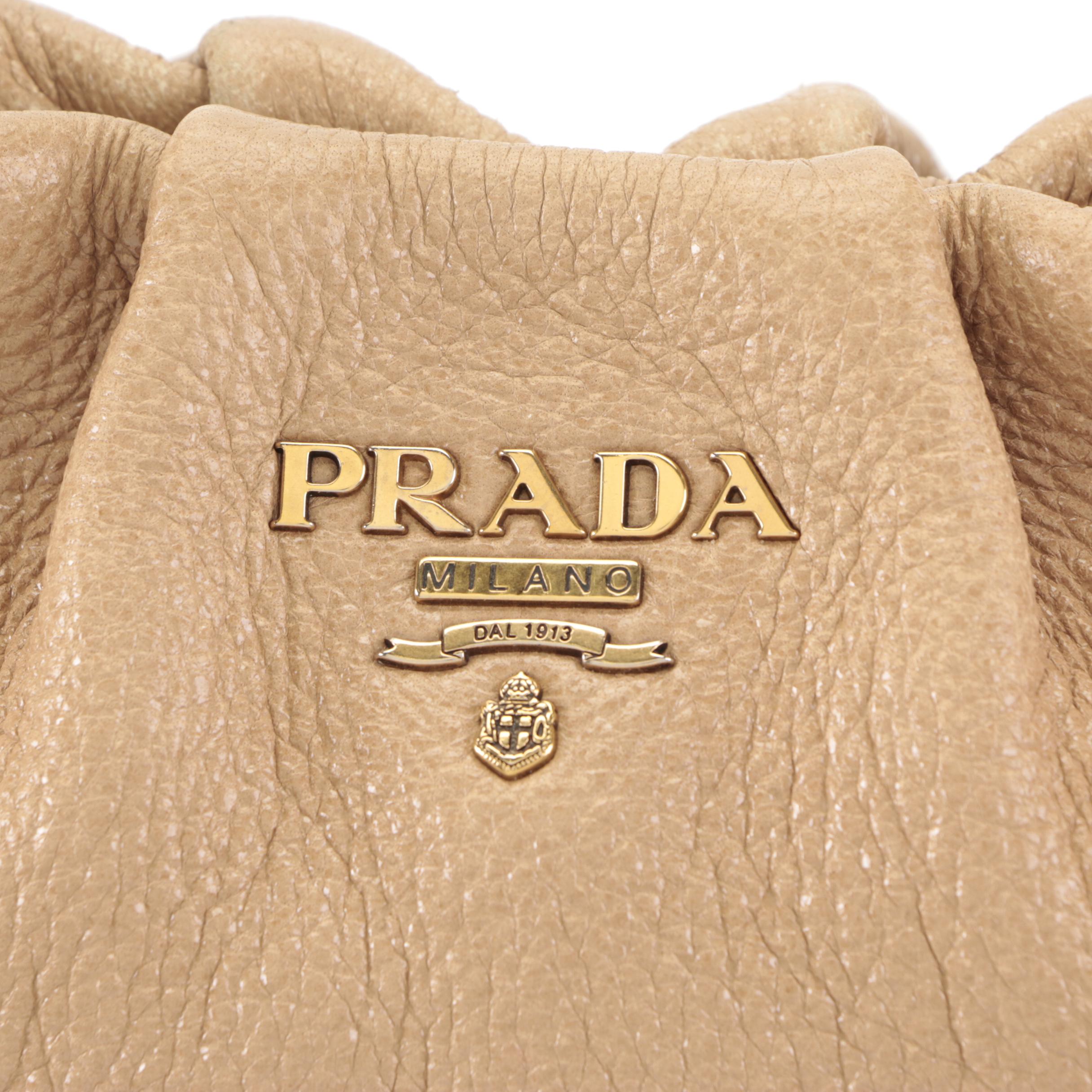 Prada Small Zip Shoulder Bag in Shiny Cervo Lux Deerskin Leather