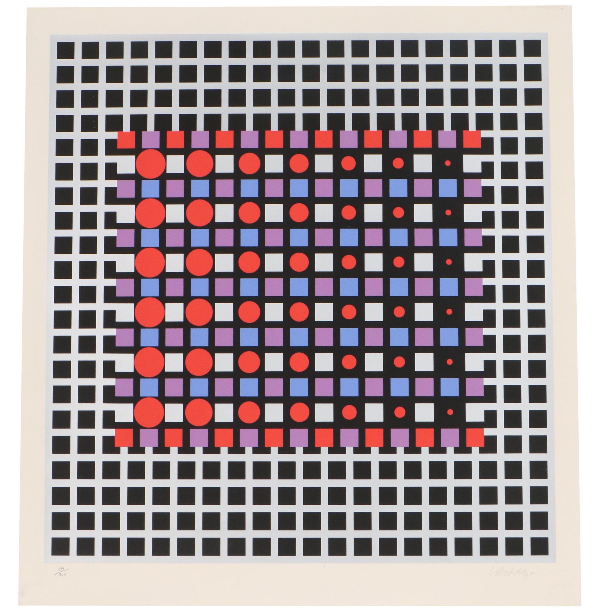 Victor Vasarely Abstract Serigraph "Zilver," 1989
