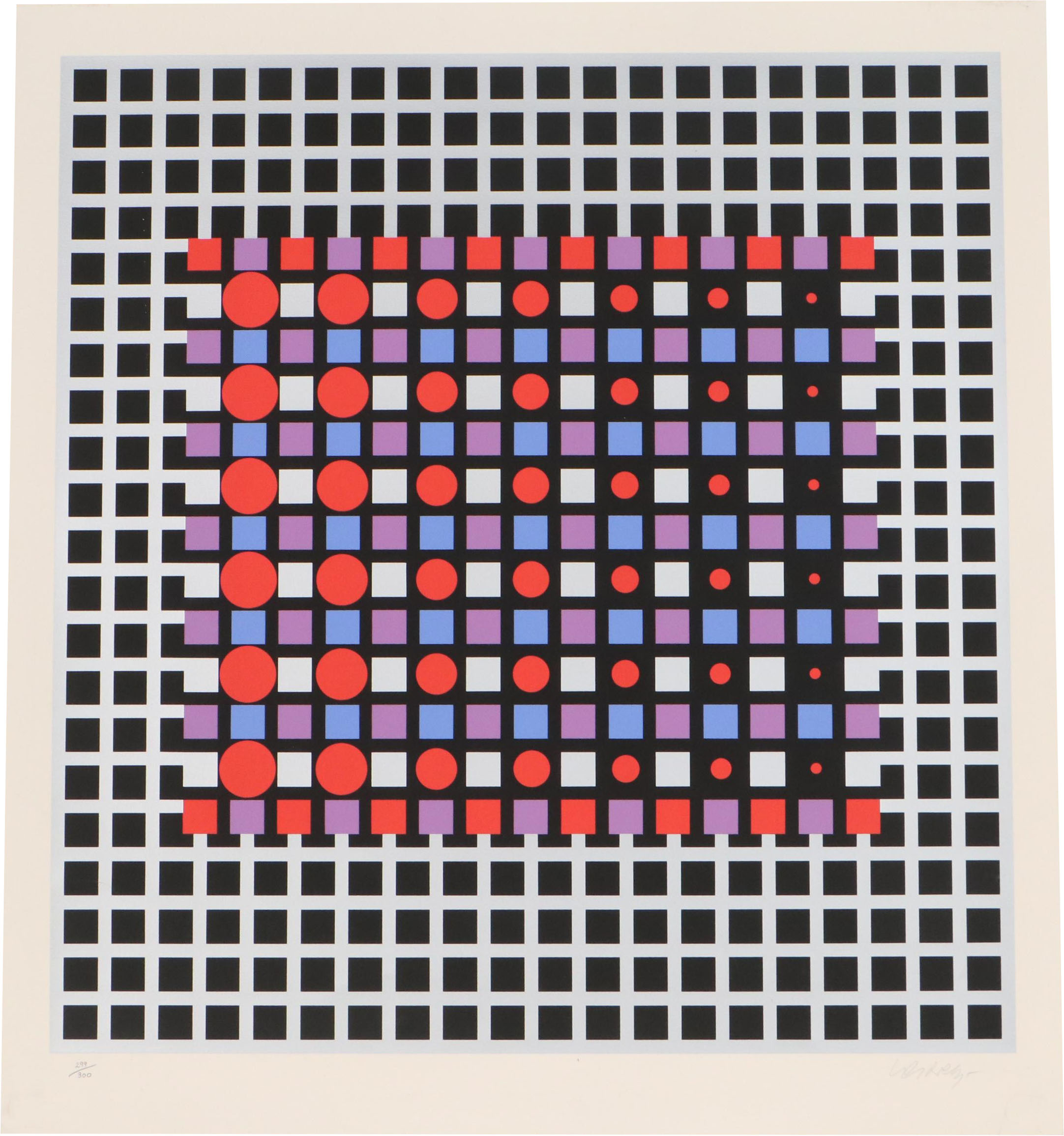 Victor Vasarely Abstract Serigraph "Zilver," 1989