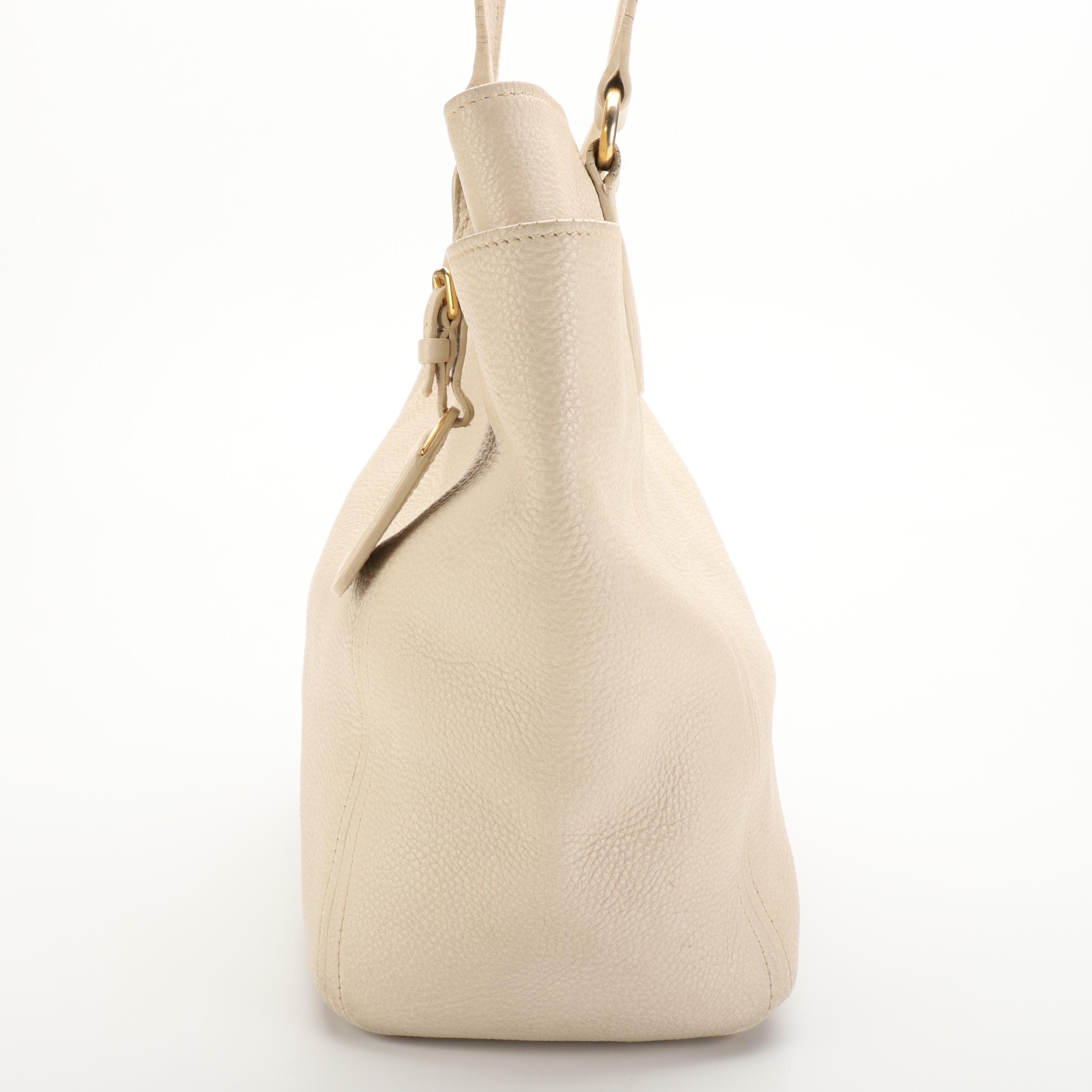 Prada Vitello Daino Leather Side Pocket Tote Bag