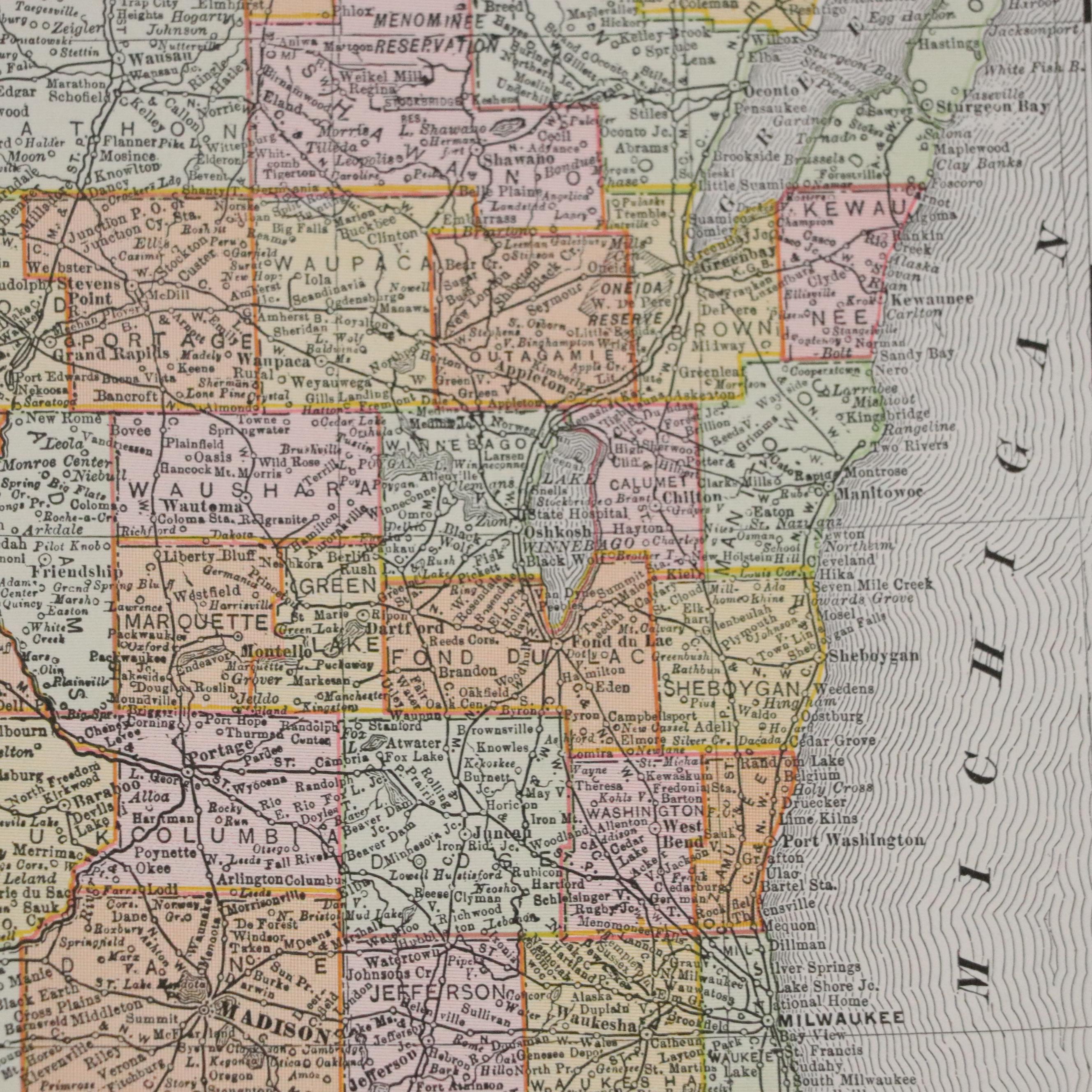Wisconsin County Lithographic Map