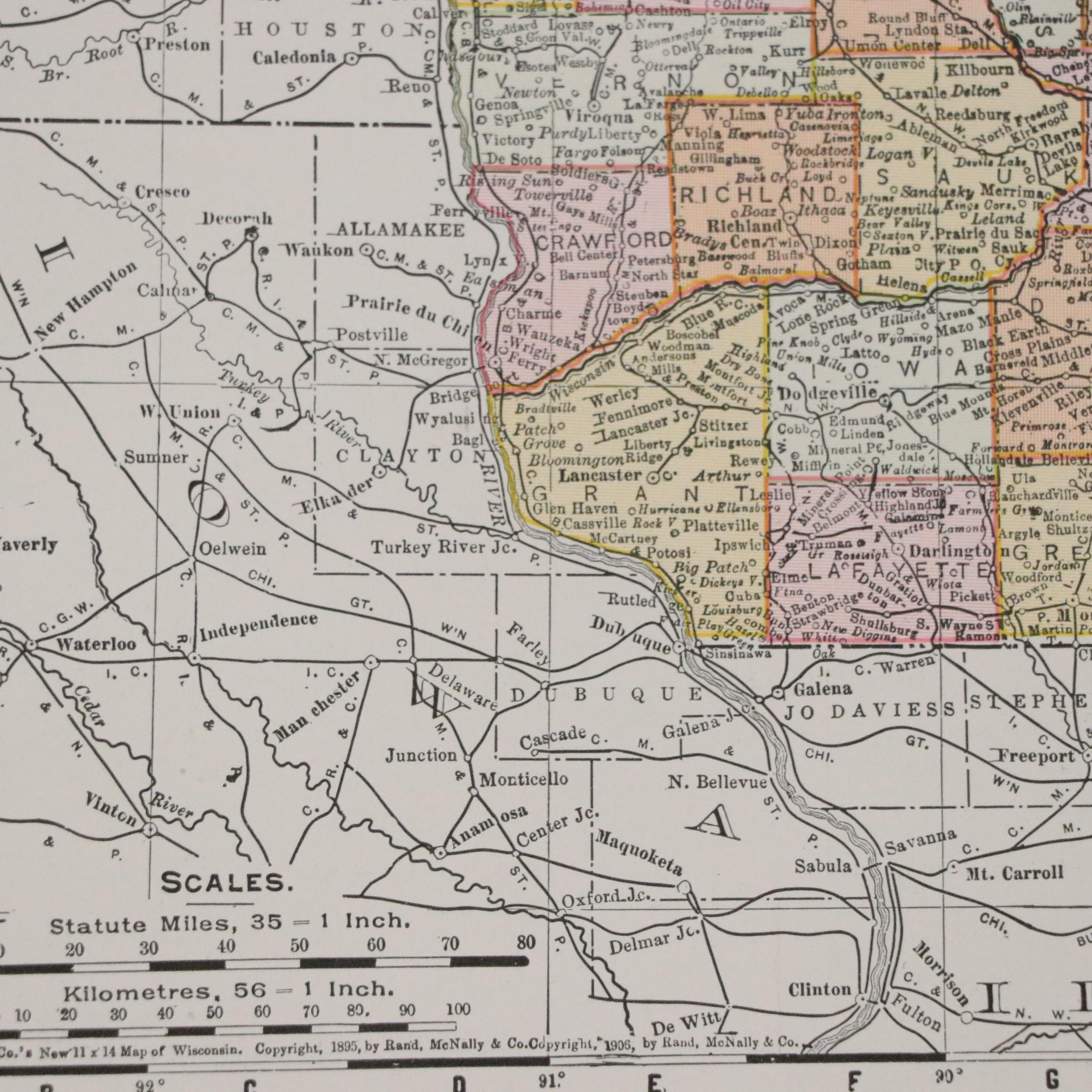 Wisconsin County Lithographic Map