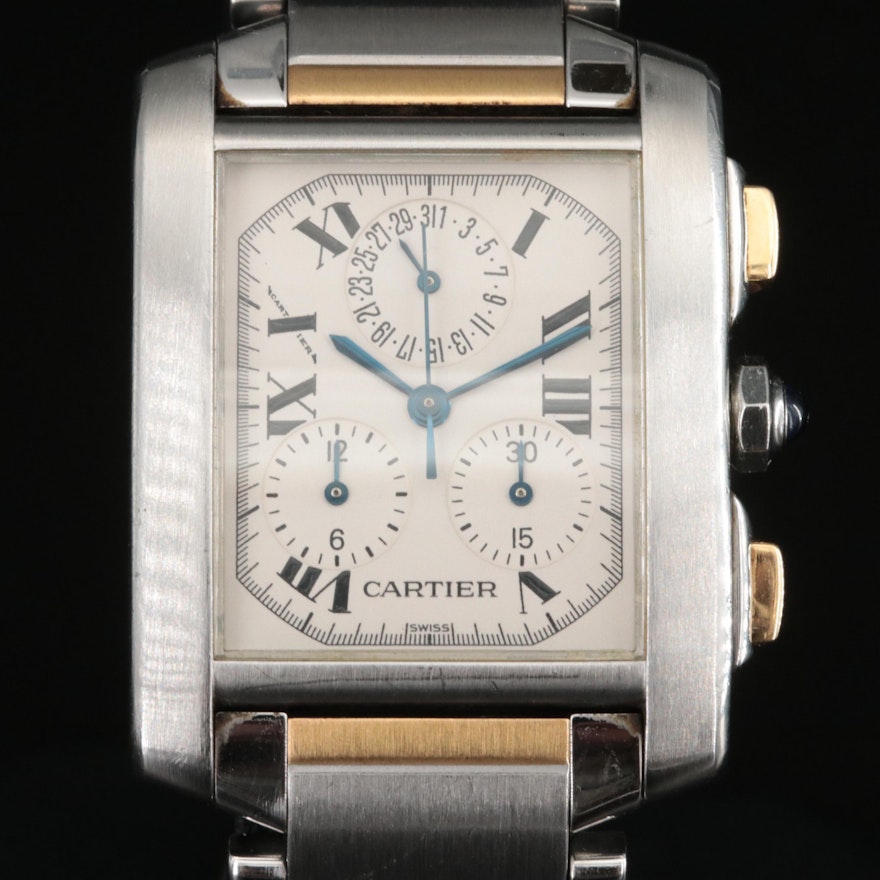 Cartier Tank Francaise Chronoflex Chronograph Wristwatch