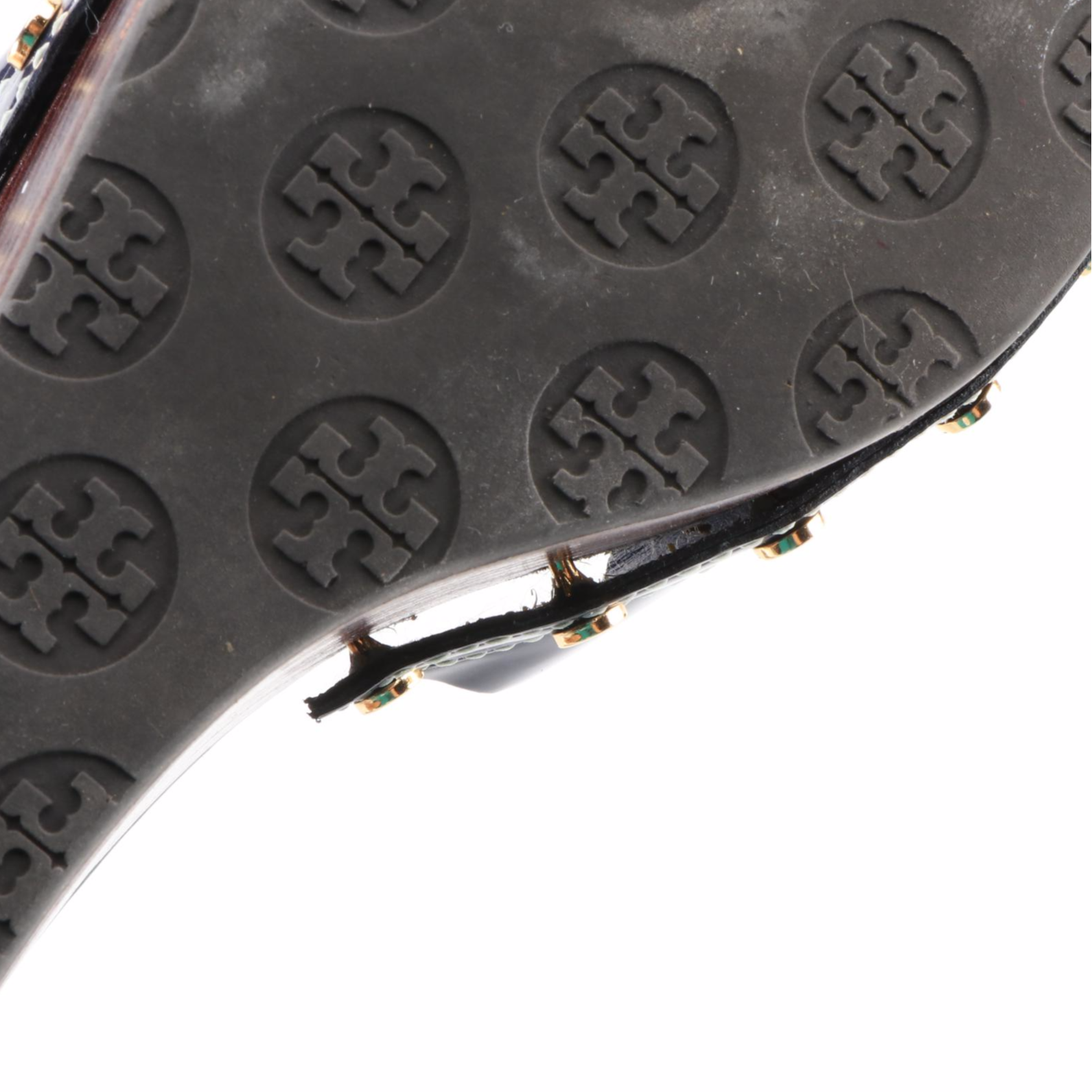 Tory Burch Patti Wedge Sandals in Navy Blue Leather