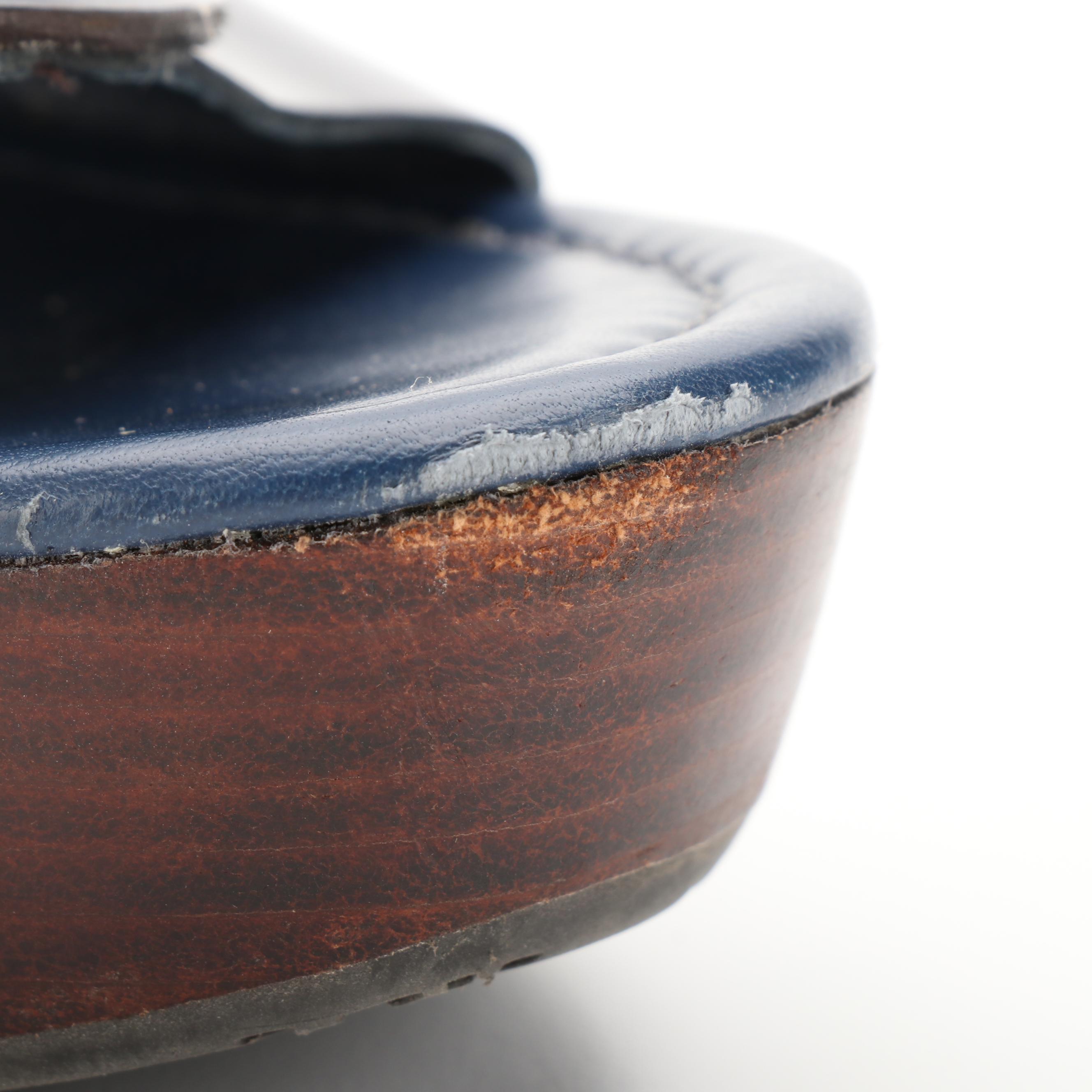 Tory Burch Patti Wedge Sandals in Navy Blue Leather