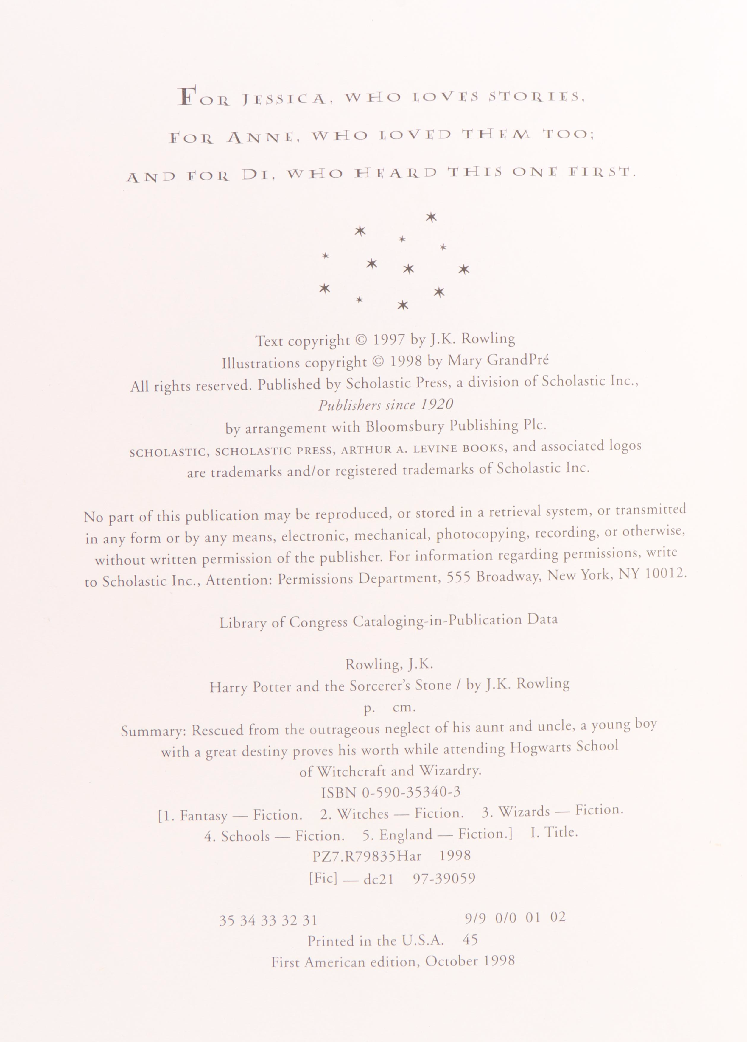 First American Edition "Harry Potter" Complete Series by J. K. Rowling