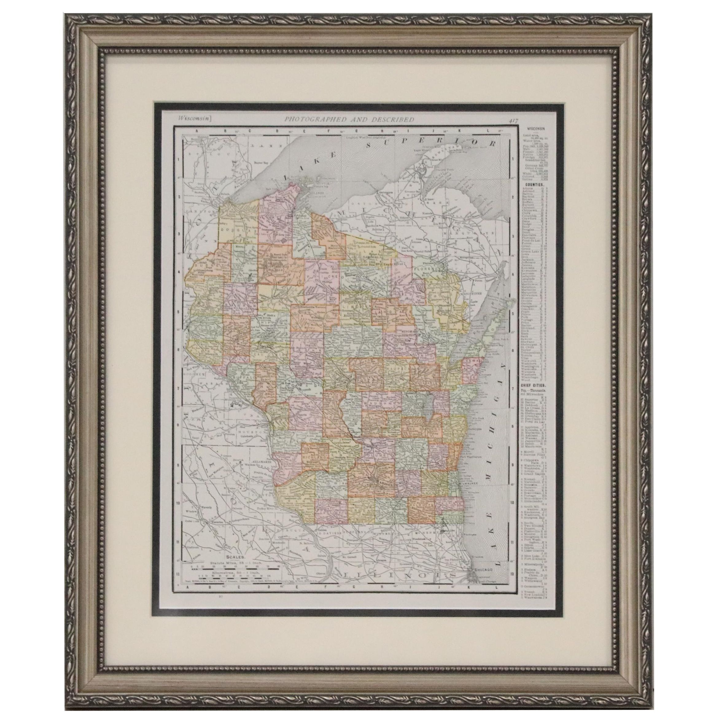 Wisconsin County Lithographic Map