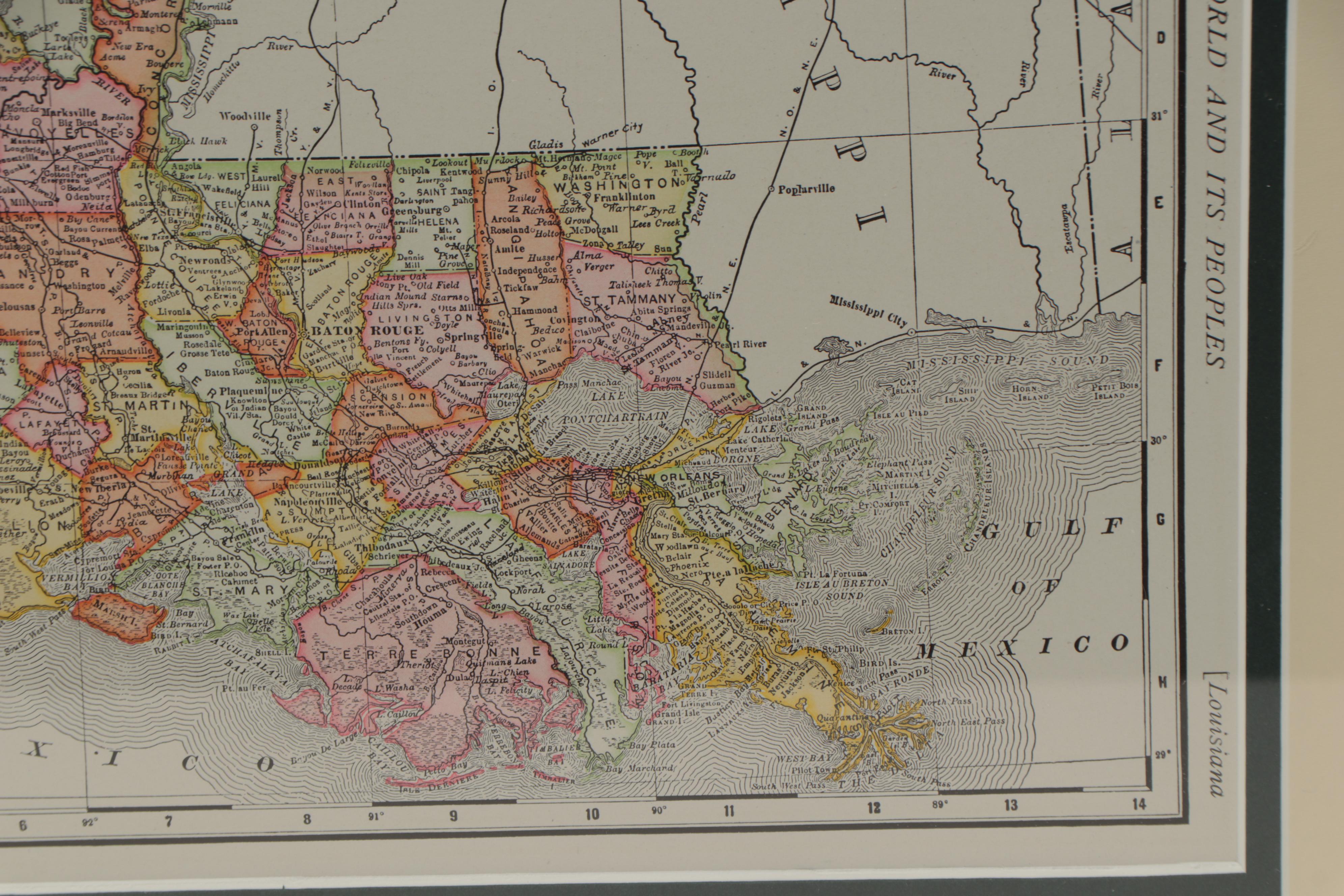 Rand, McNally & Company County Map of Louisiana