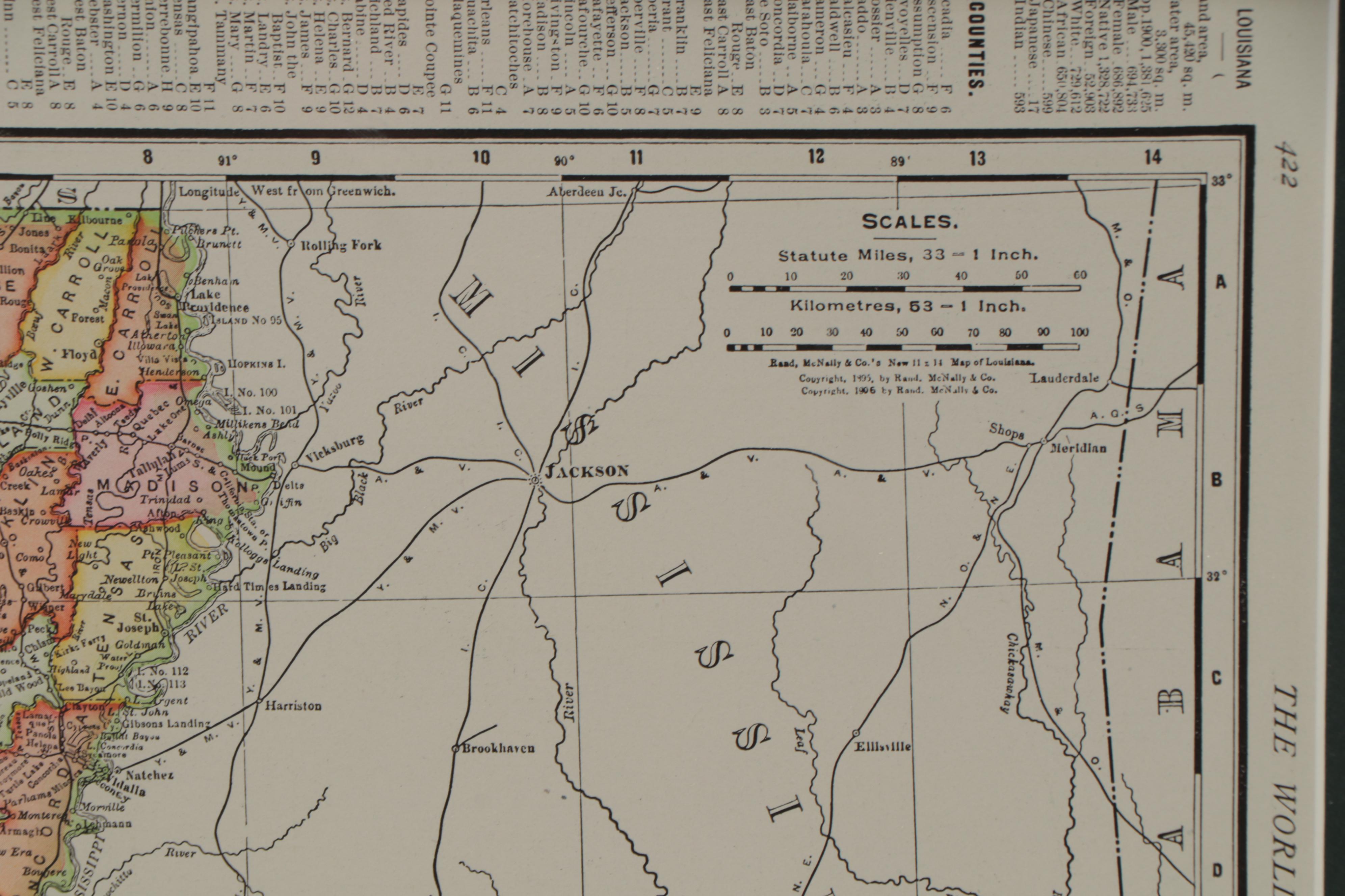 Rand, McNally & Company County Map of Louisiana