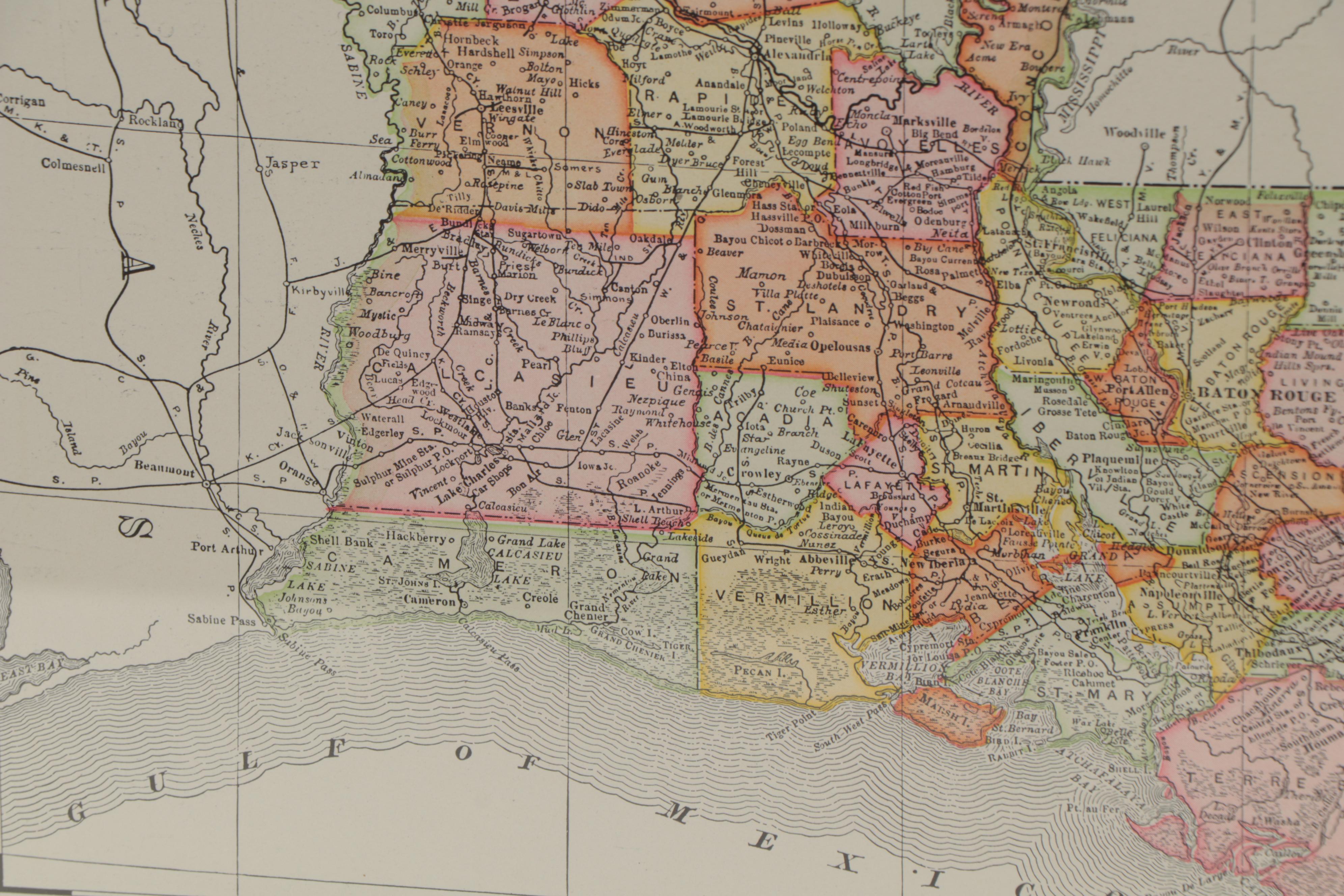 Rand, McNally & Company County Map of Louisiana