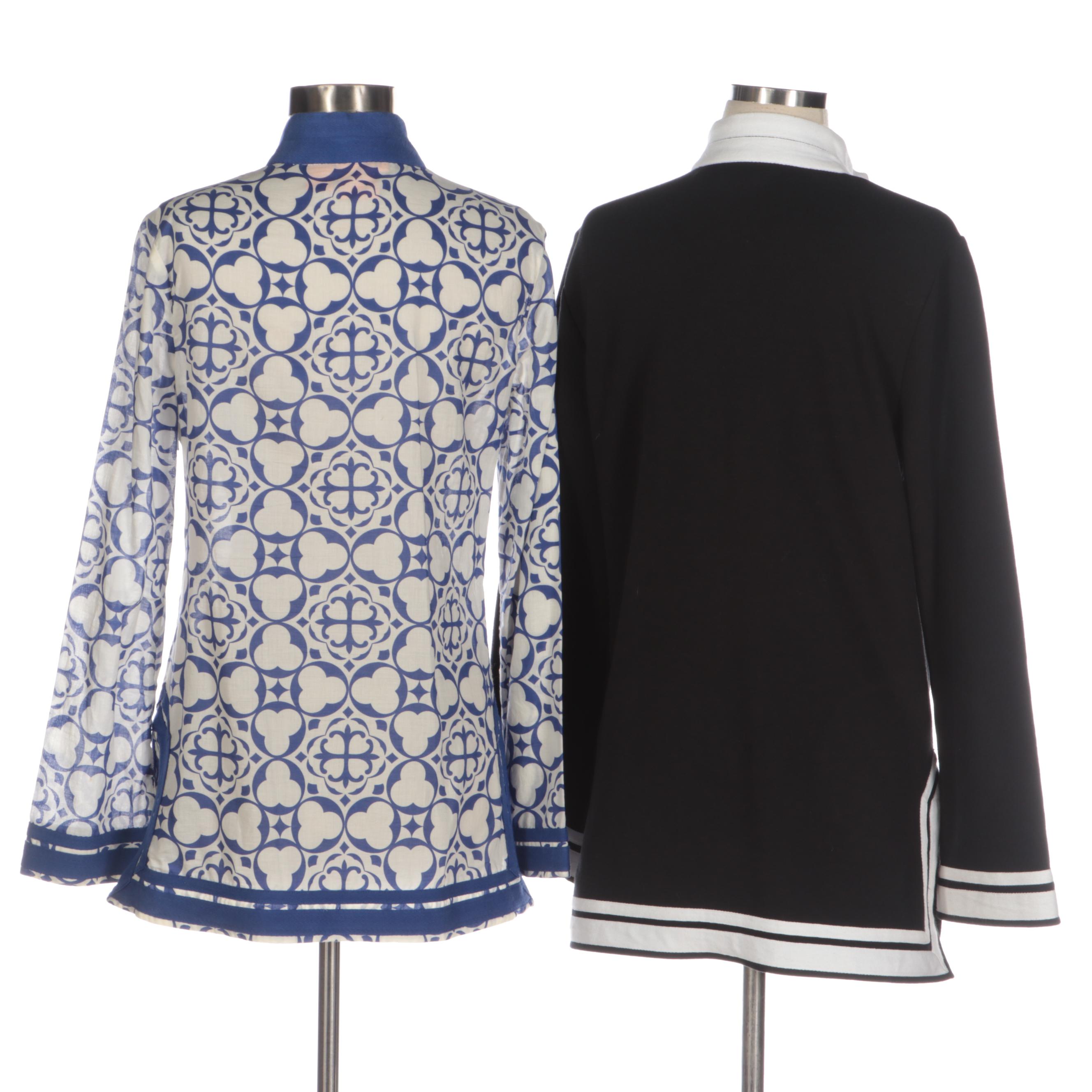 Tory Burch Printed and Contrast Trim Tunics