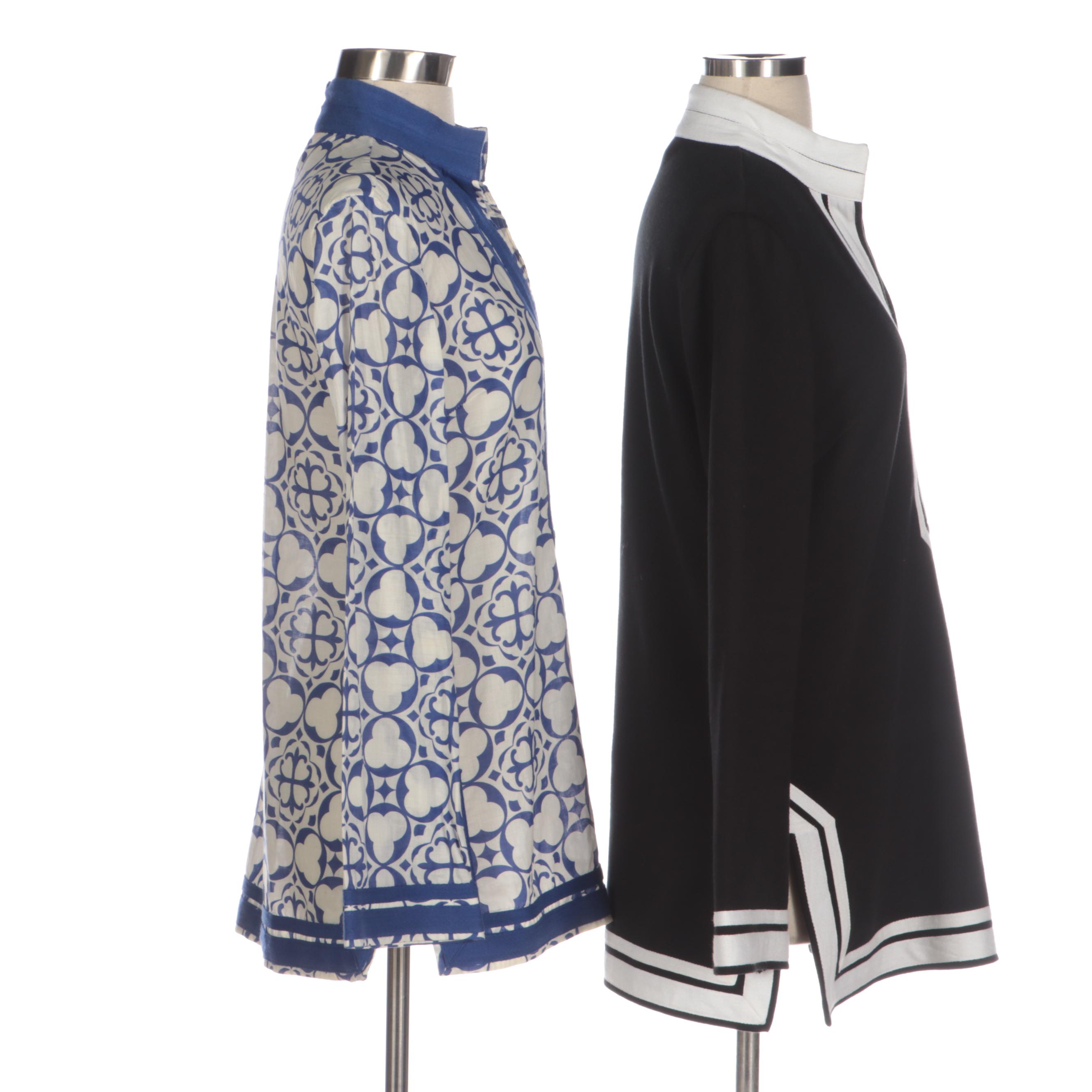 Tory Burch Printed and Contrast Trim Tunics