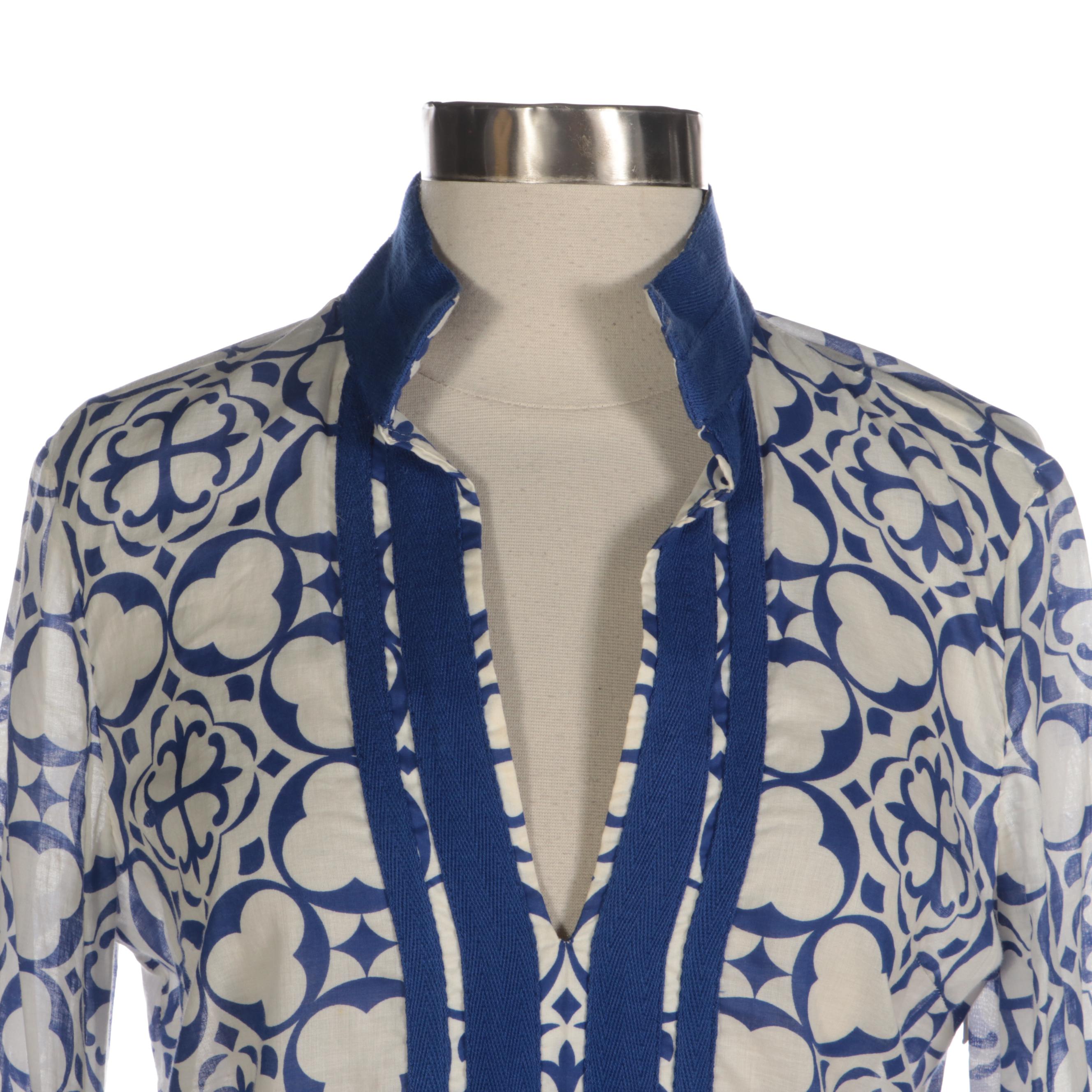 Tory Burch Printed and Contrast Trim Tunics