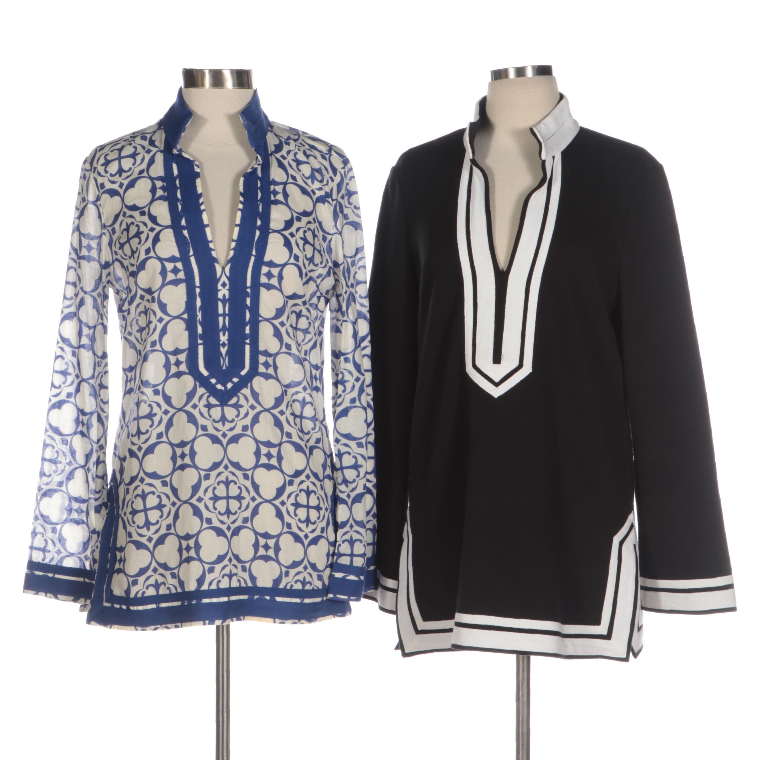 Tory Burch Printed and Contrast Trim Tunics