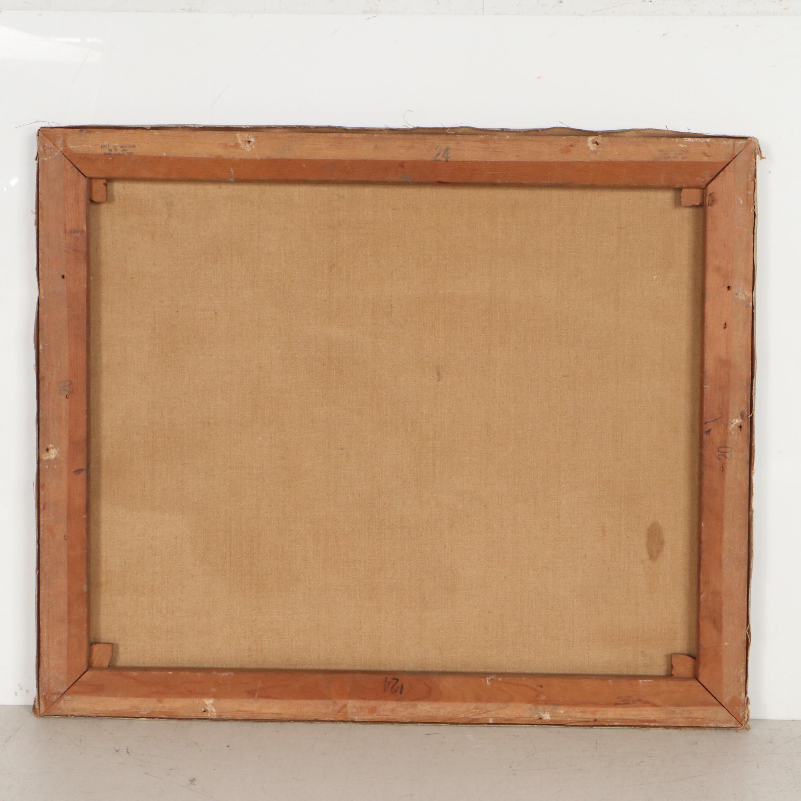 Marion Maas Pastoral Landscape Oil Painting of Cottage and Cows, Circa 1965