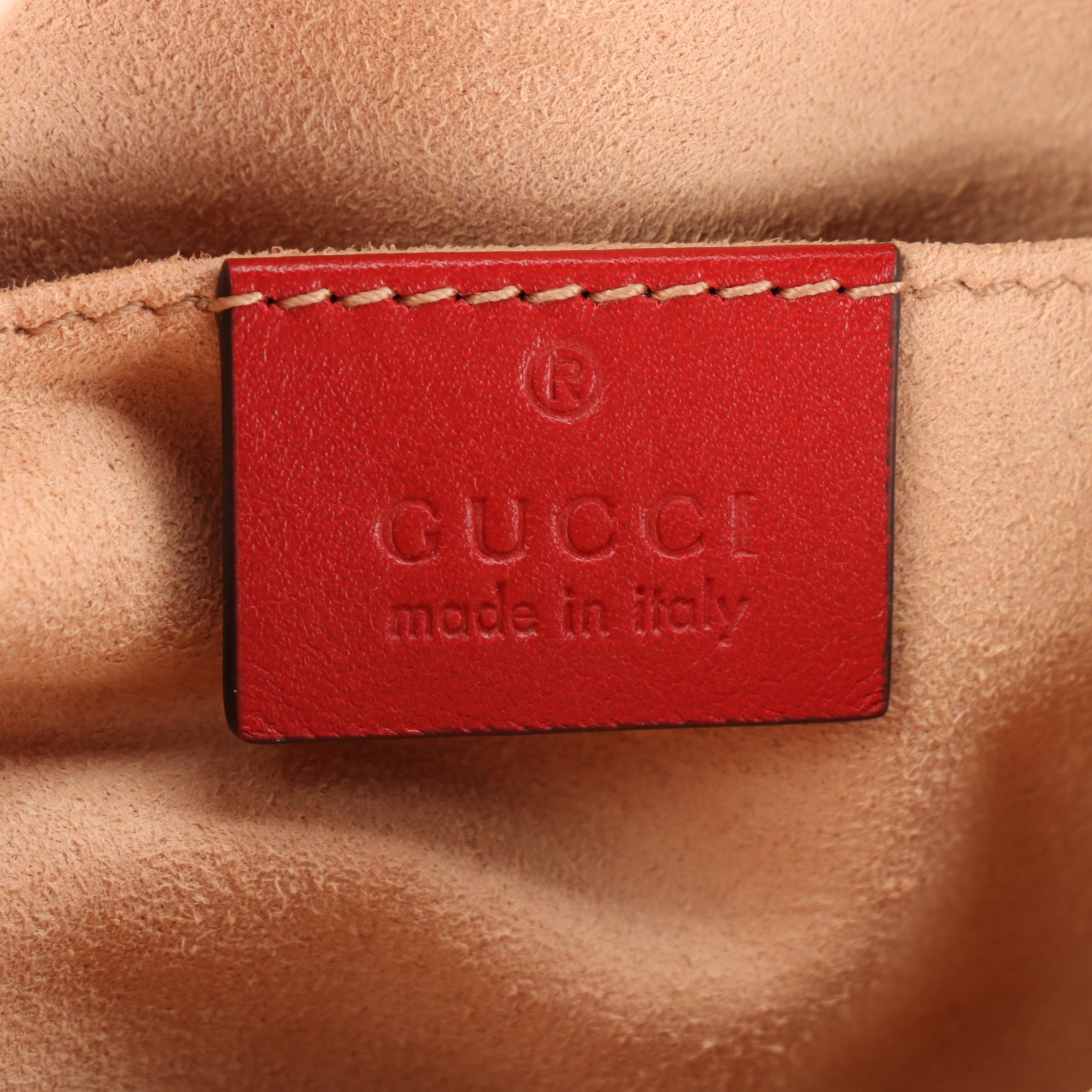 Gucci GG Marmont Belt Bag in Red Matelassé Leather with Box