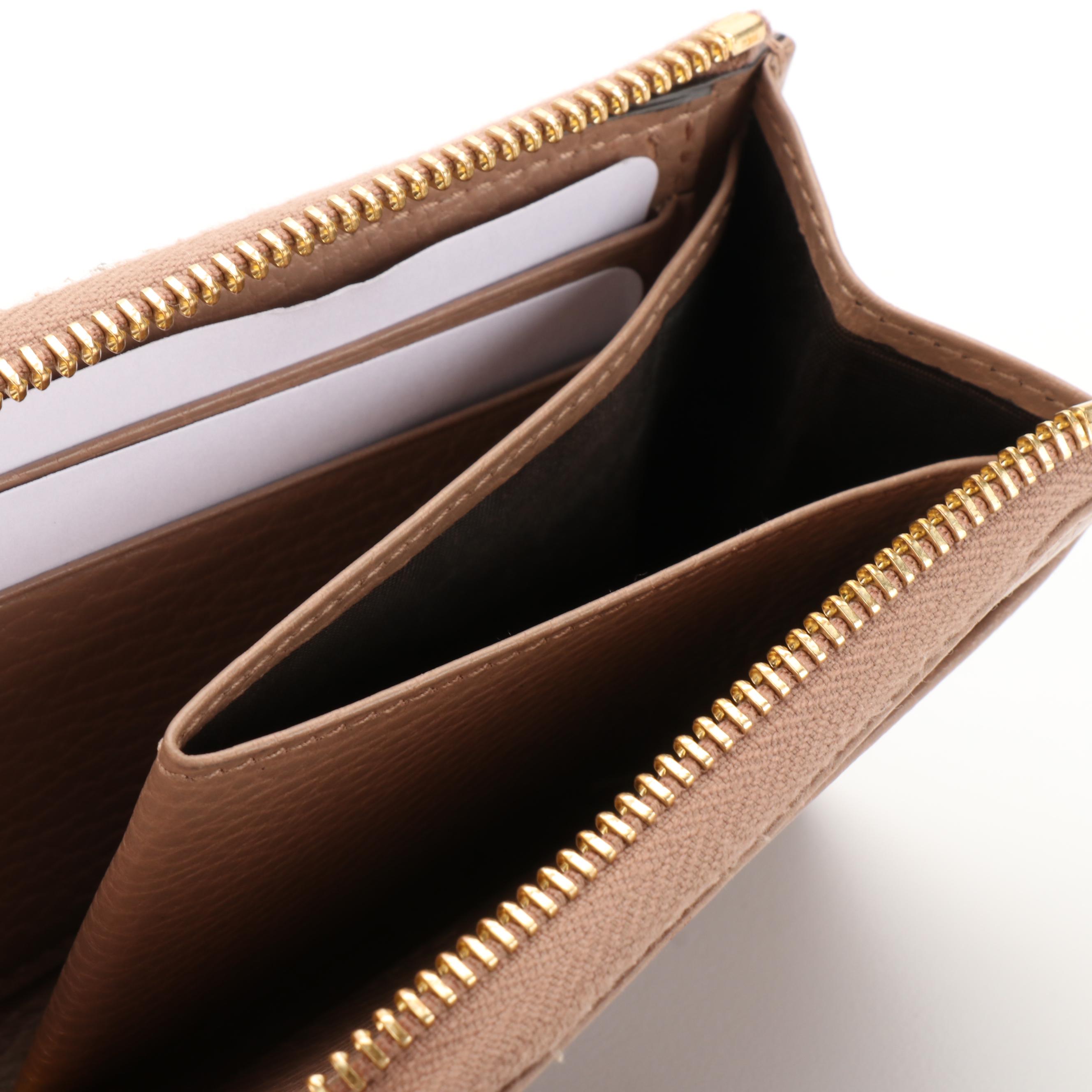 Gucci Zip-Around GG Card Case Wallet in Grained Leather with Box