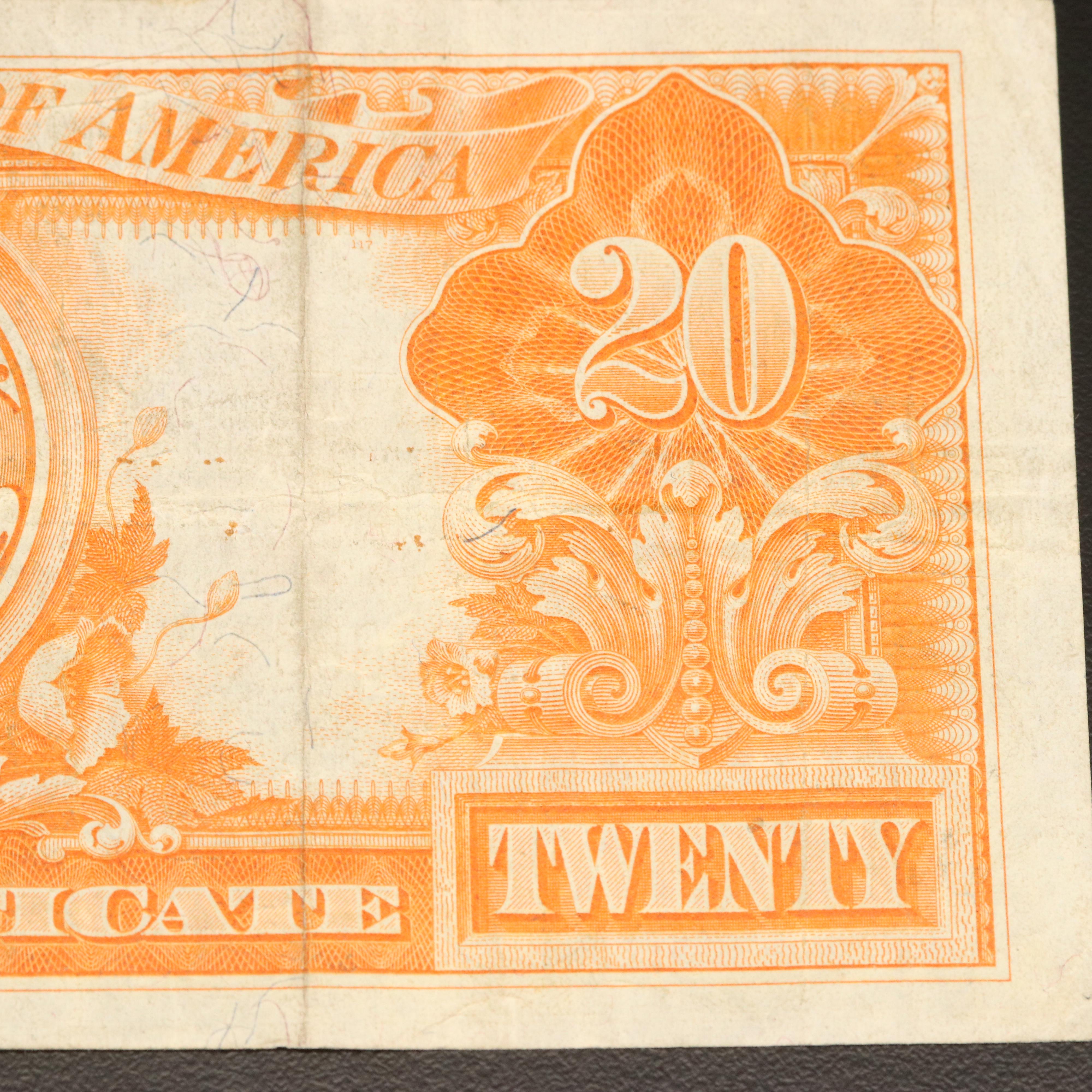 1922 $20 United States Gold Certificate