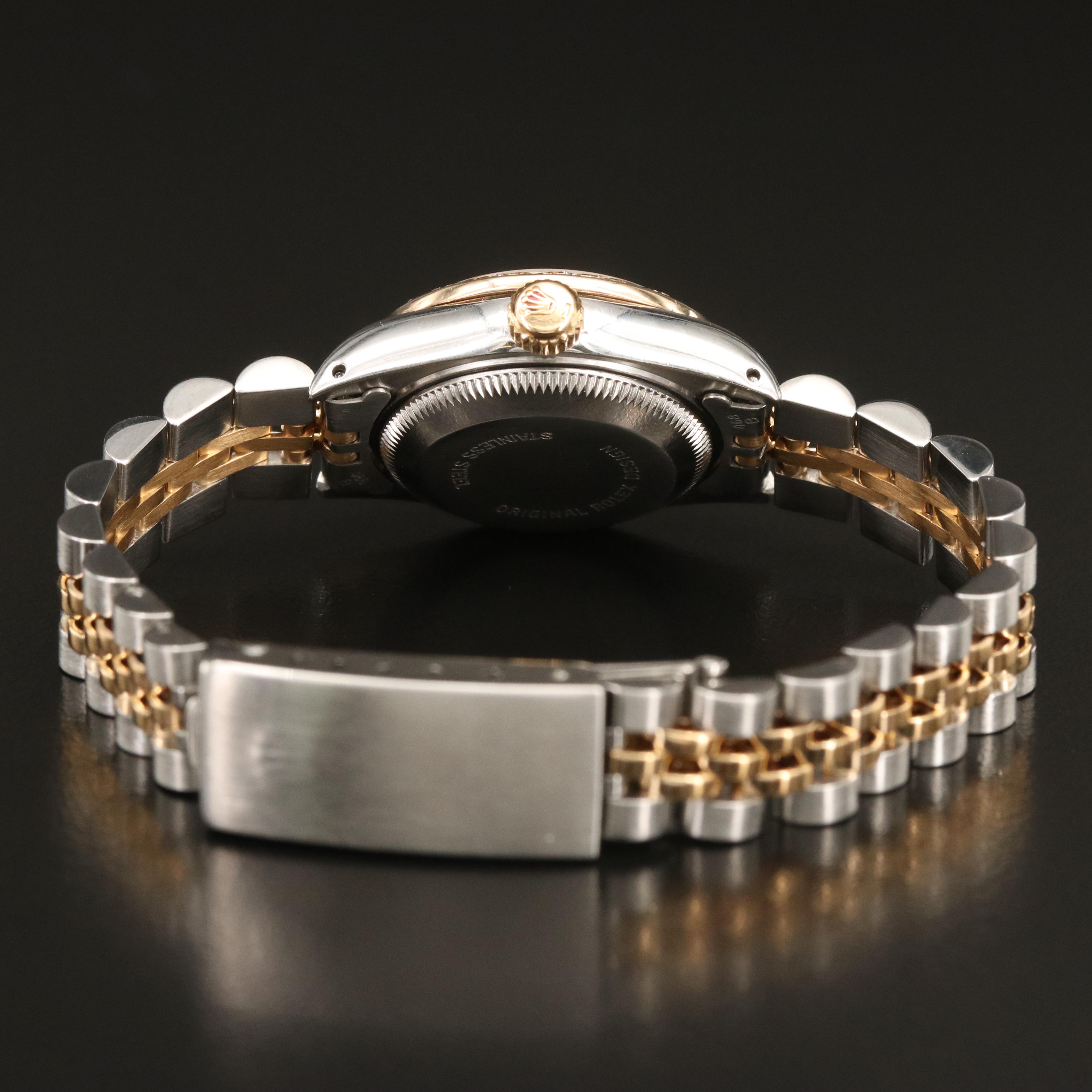 1985 Rolex Stainless Steel and 18K Datejust Diamond Bezel Watch