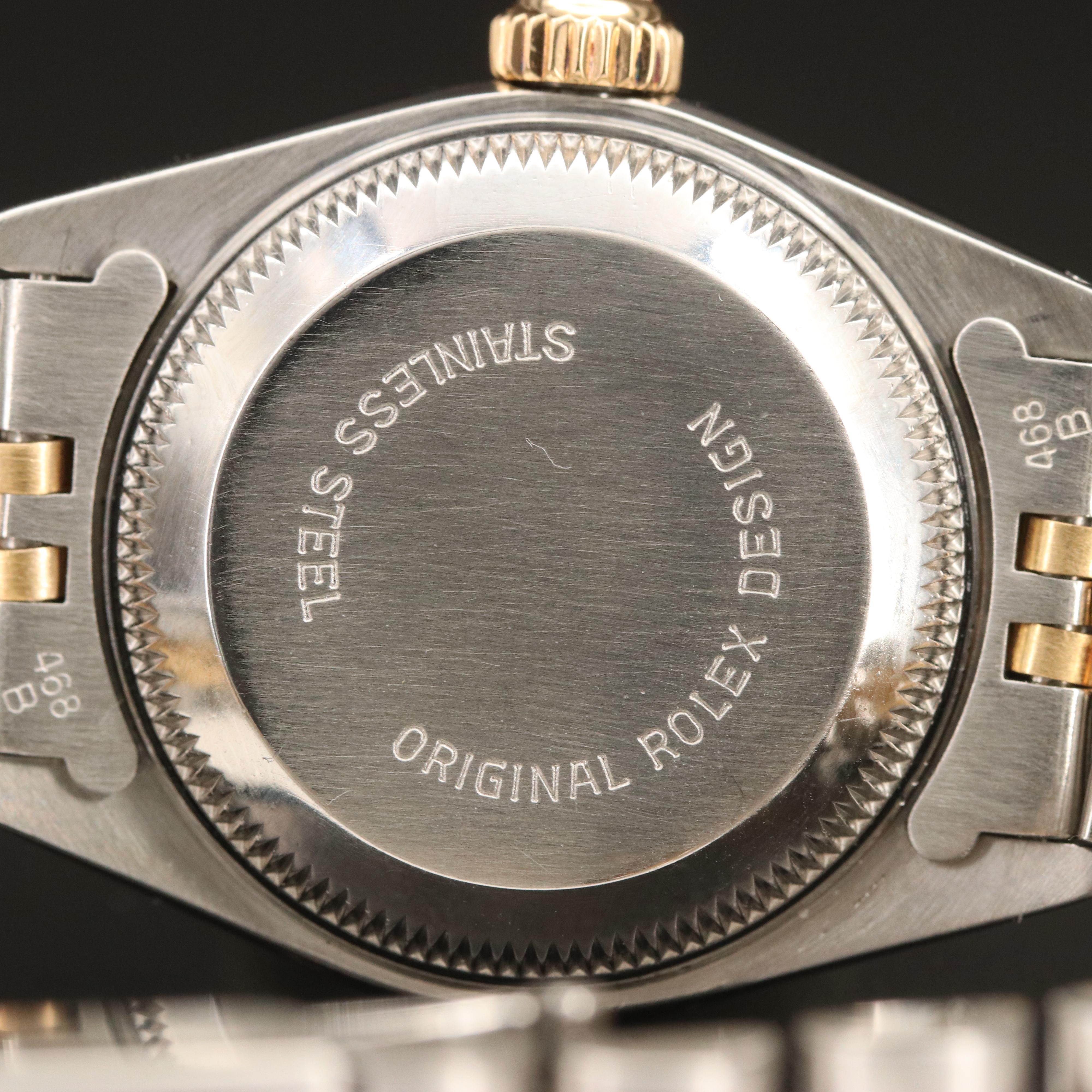 1985 Rolex Stainless Steel and 18K Datejust Diamond Bezel Watch