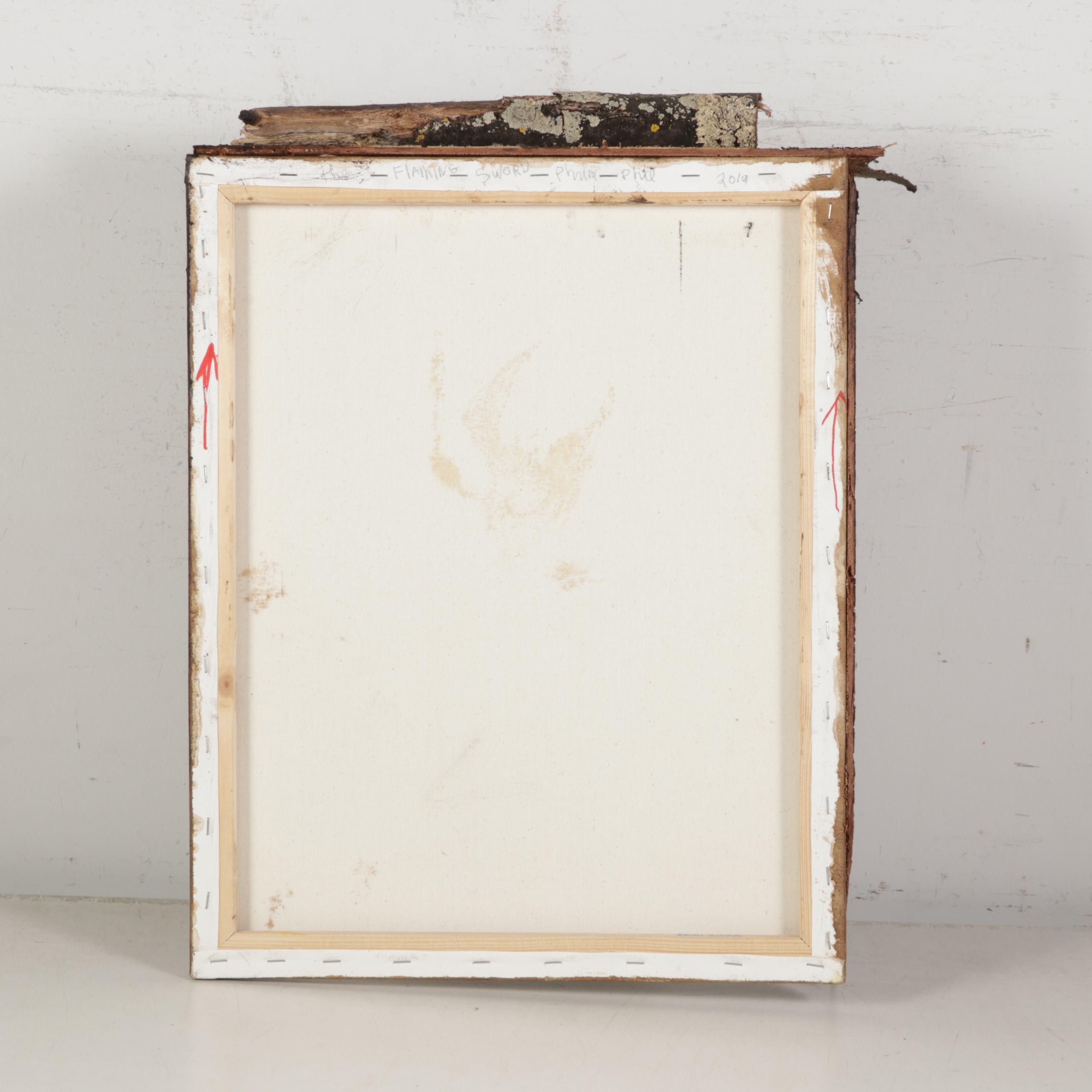 Philip the Transplant Mixed Media Painting "The Flaming Sword," 2019