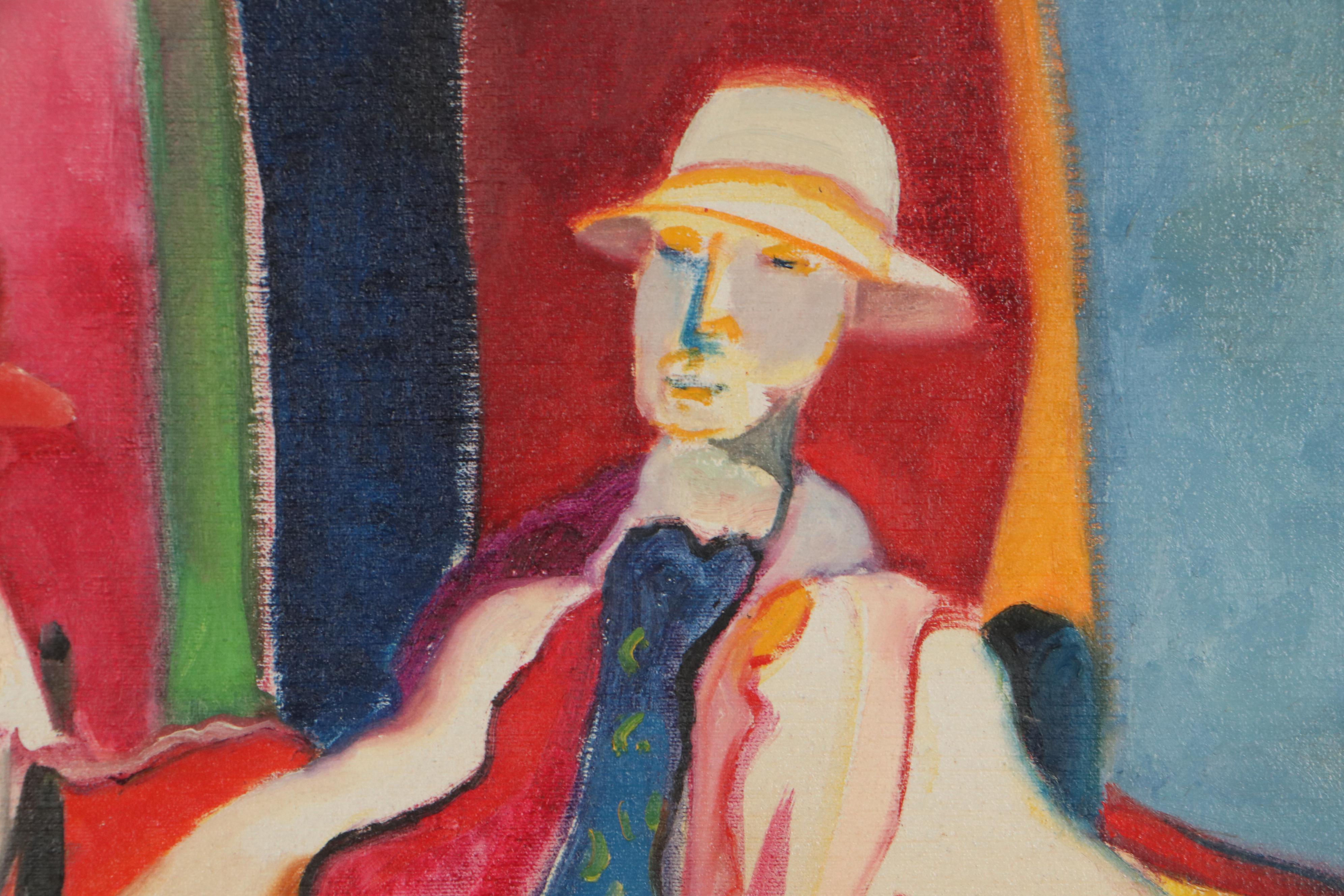 Marion Maas Figural Oil Painting, Circa 1965