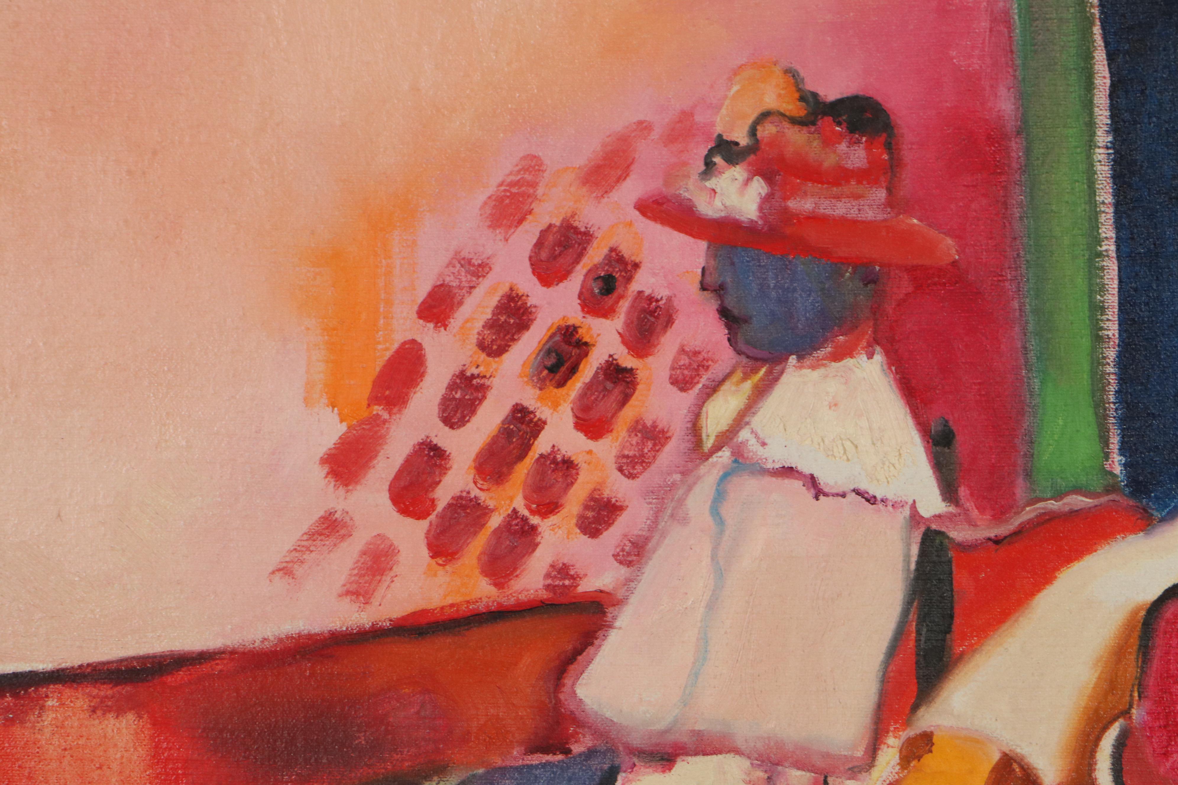 Marion Maas Figural Oil Painting, Circa 1965