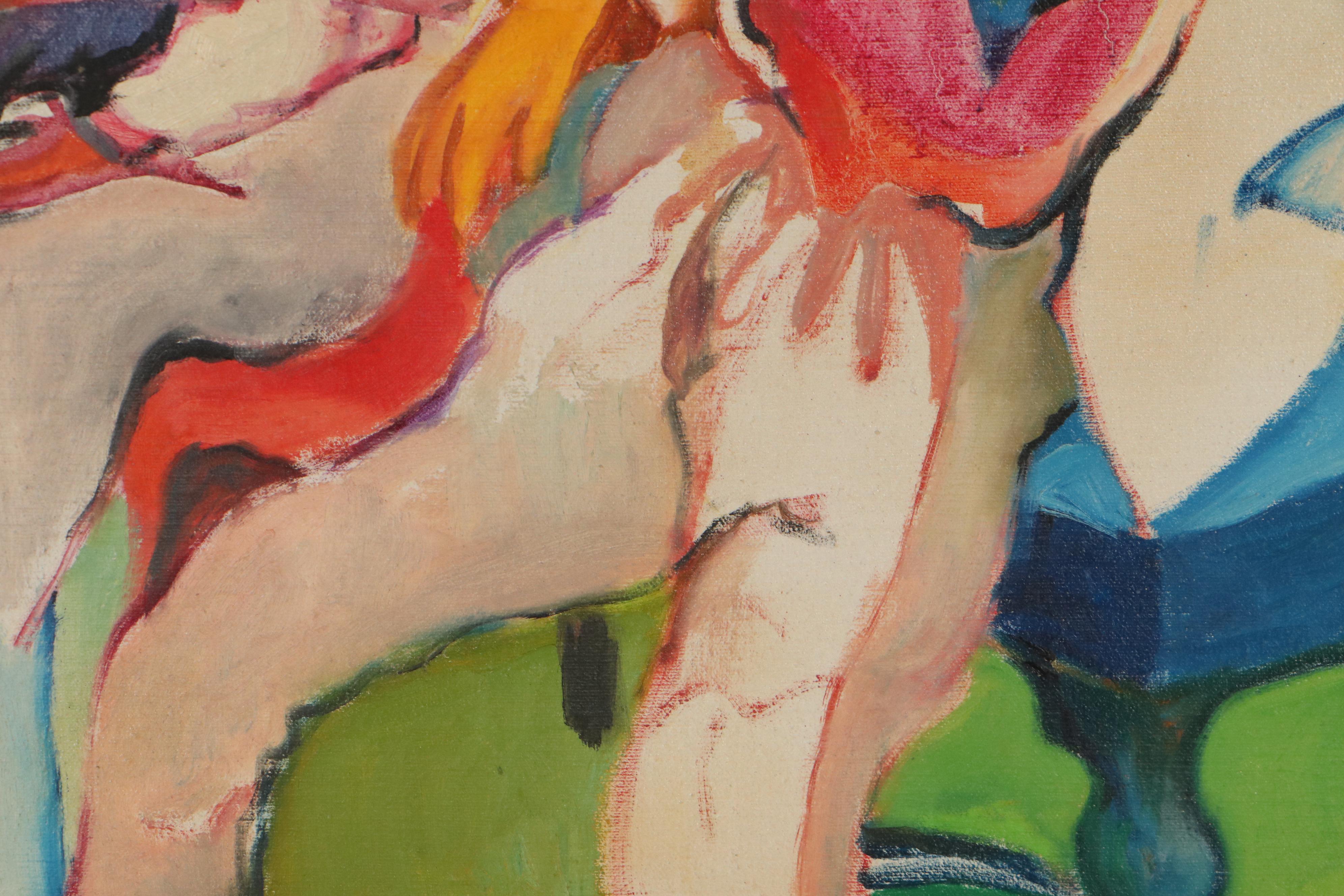 Marion Maas Figural Oil Painting, Circa 1965