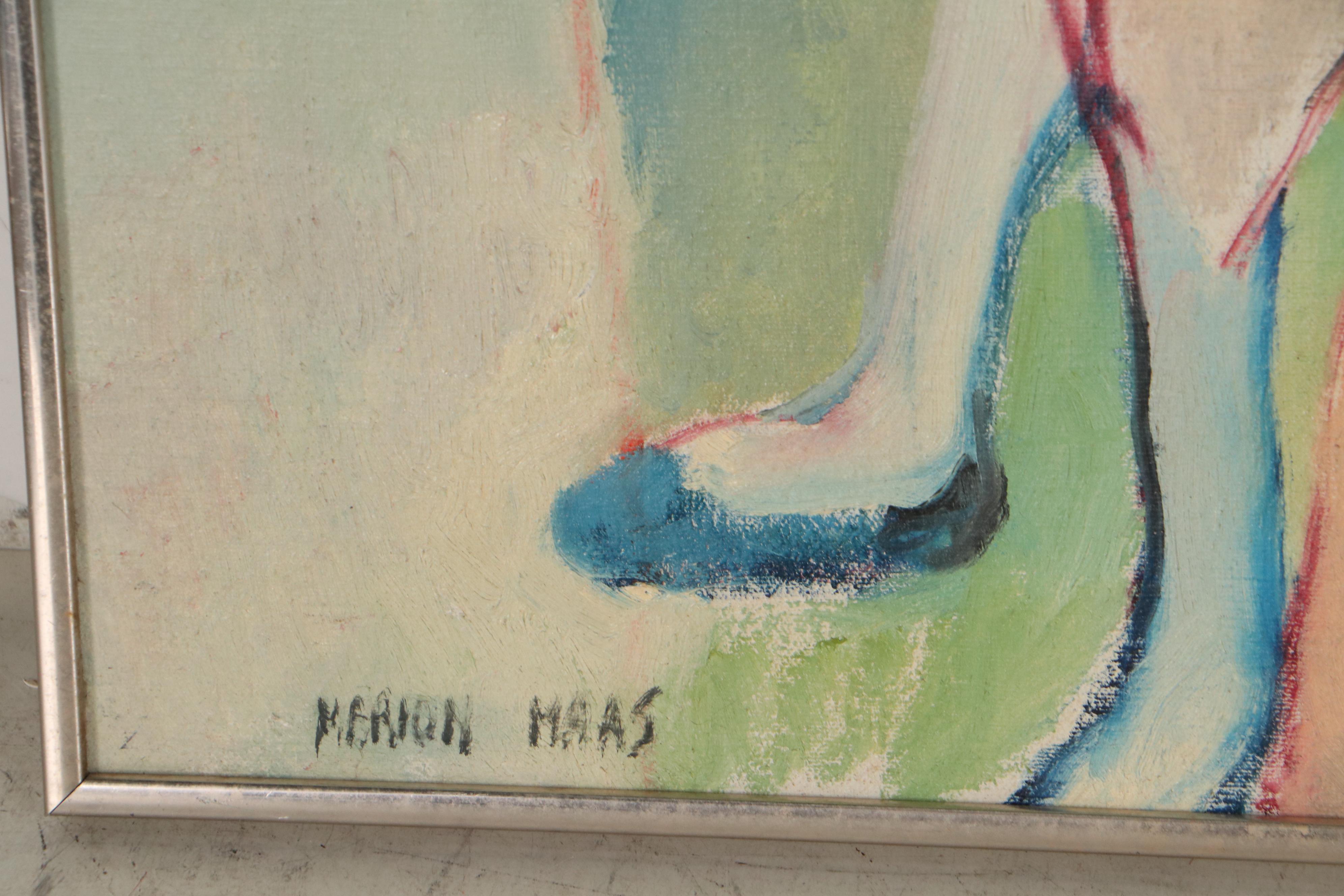 Marion Maas Figural Oil Painting, Circa 1965