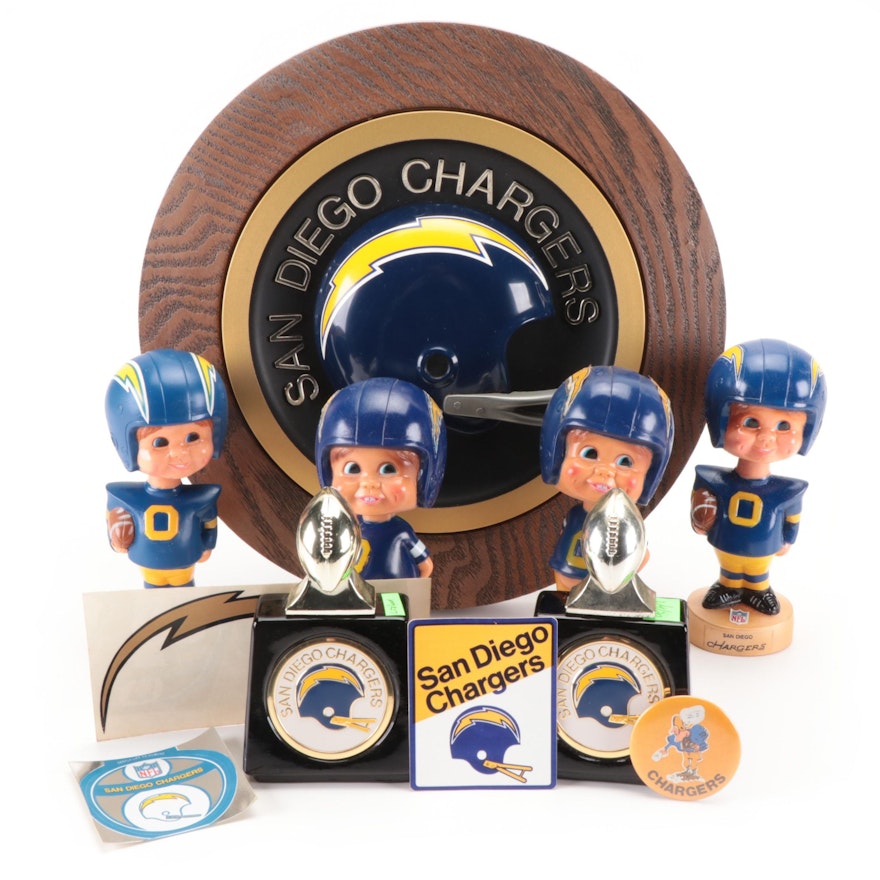 San Diego Chargers Wall Plaque with Nodder Bobbleheads and More