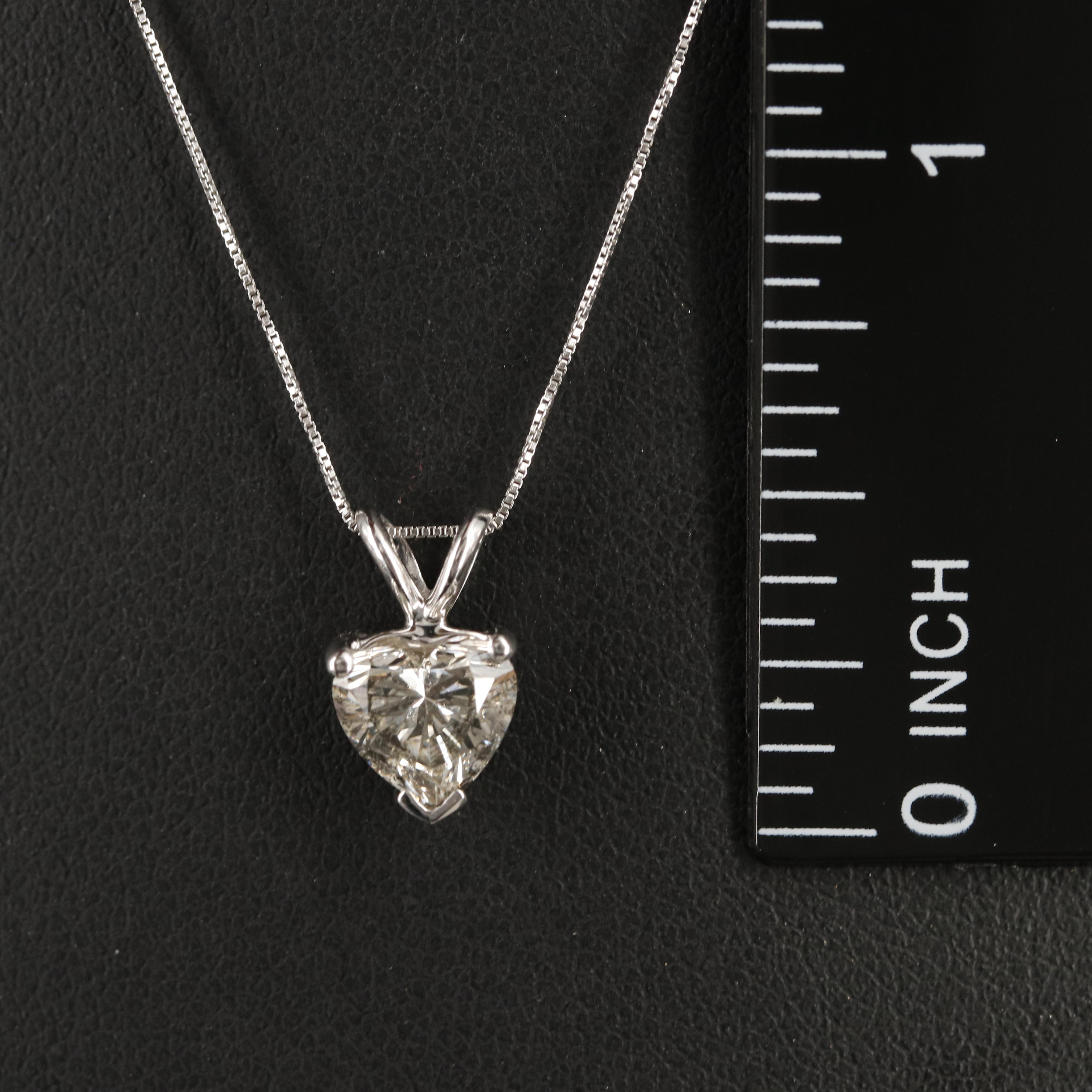 14K 1.07 CT Lab Grown Diamond Heart Solitaire Pendant Necklace