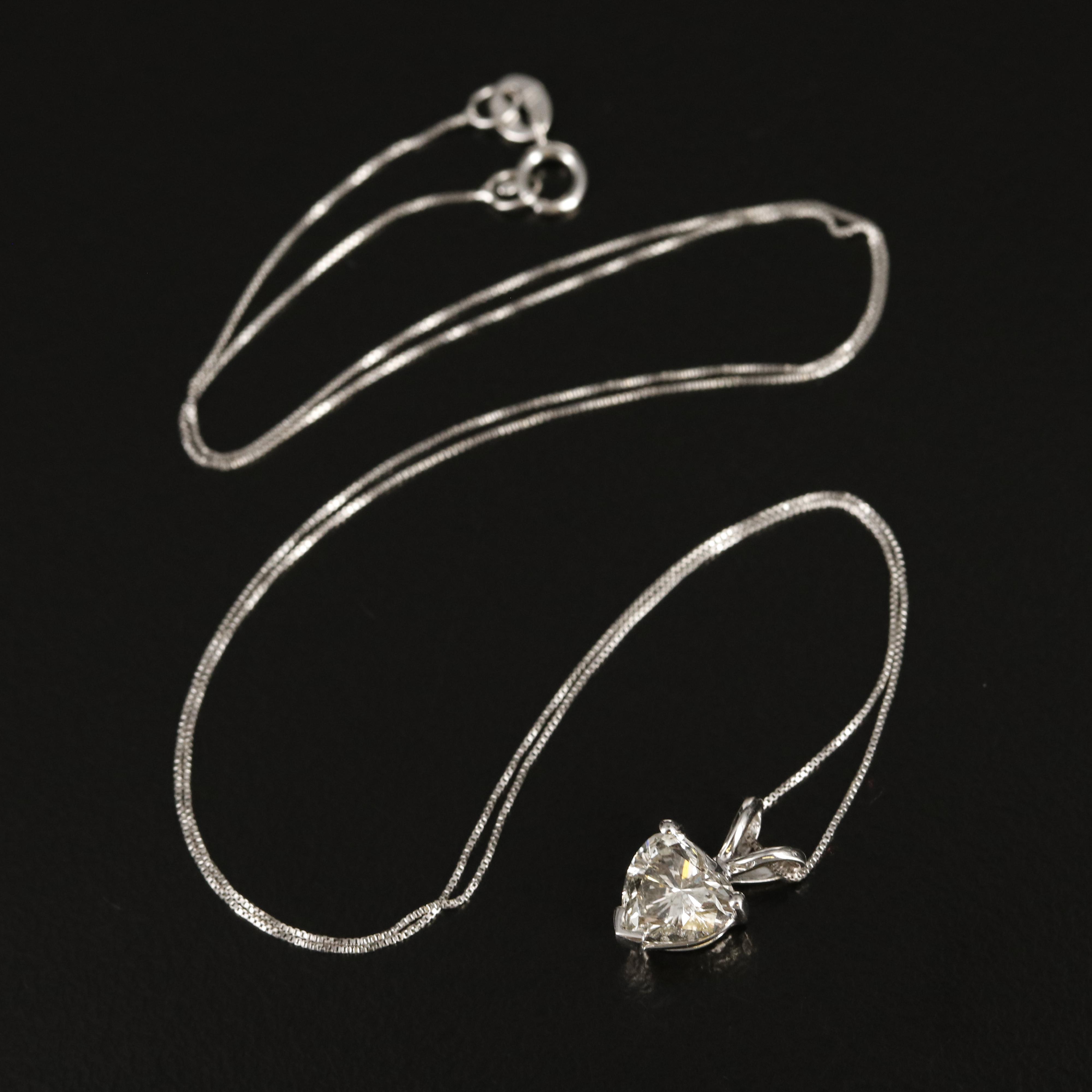 14K 1.07 CT Lab Grown Diamond Heart Solitaire Pendant Necklace