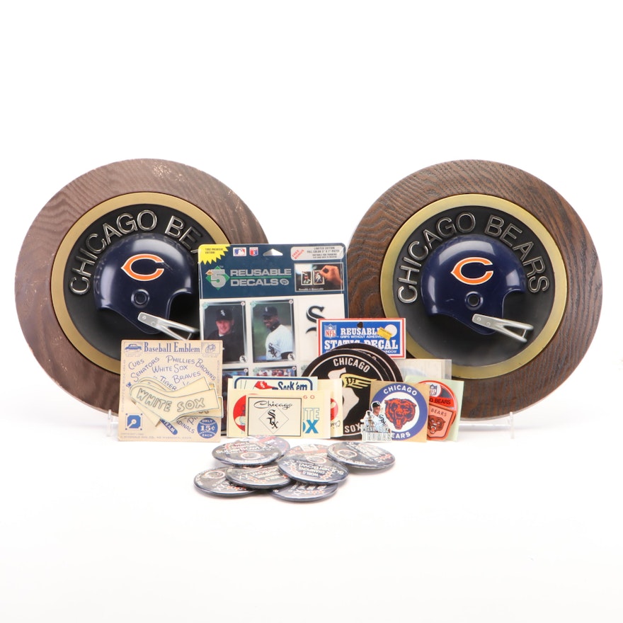 Chicago Bears and Chicago White Sox Decals, Signs, Pinbacks and More