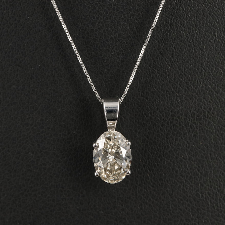 14K 1.04 CT Lab Grown Diamond Solitaire Pendant Necklace