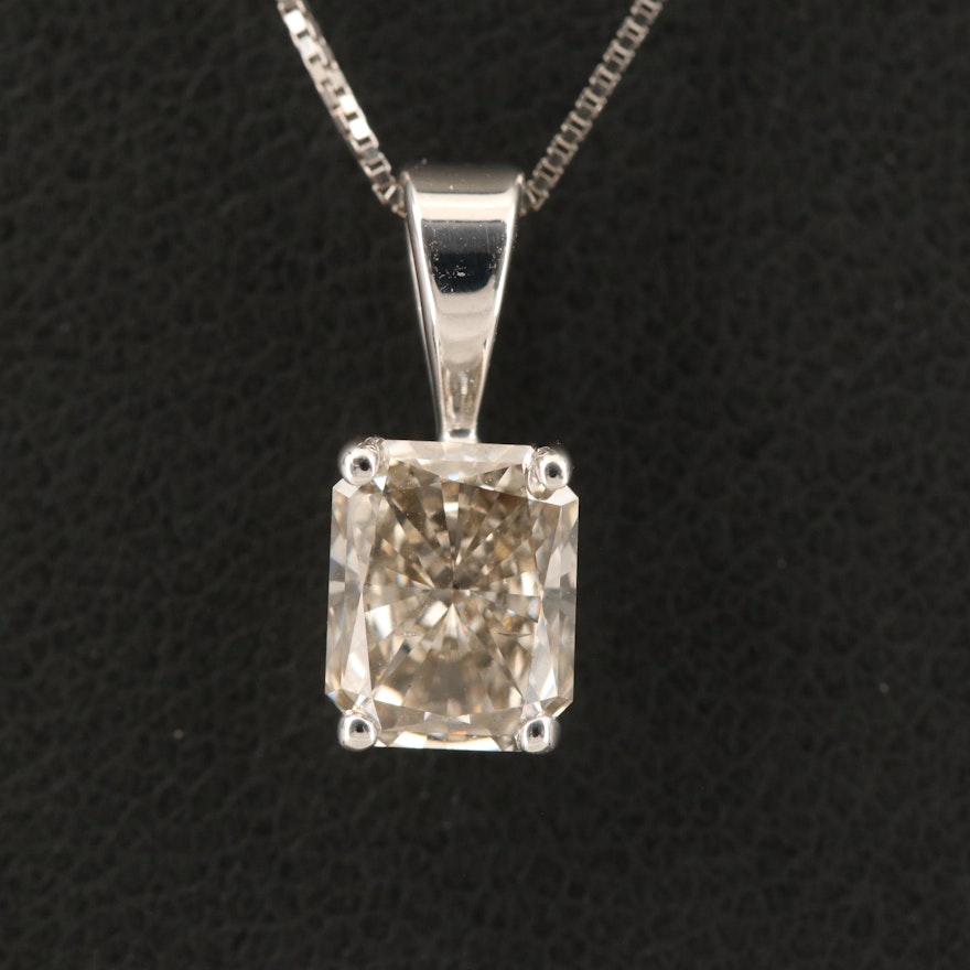 14K 0.92 CT Lab Grown Diamond Solitaire Pendant Necklace