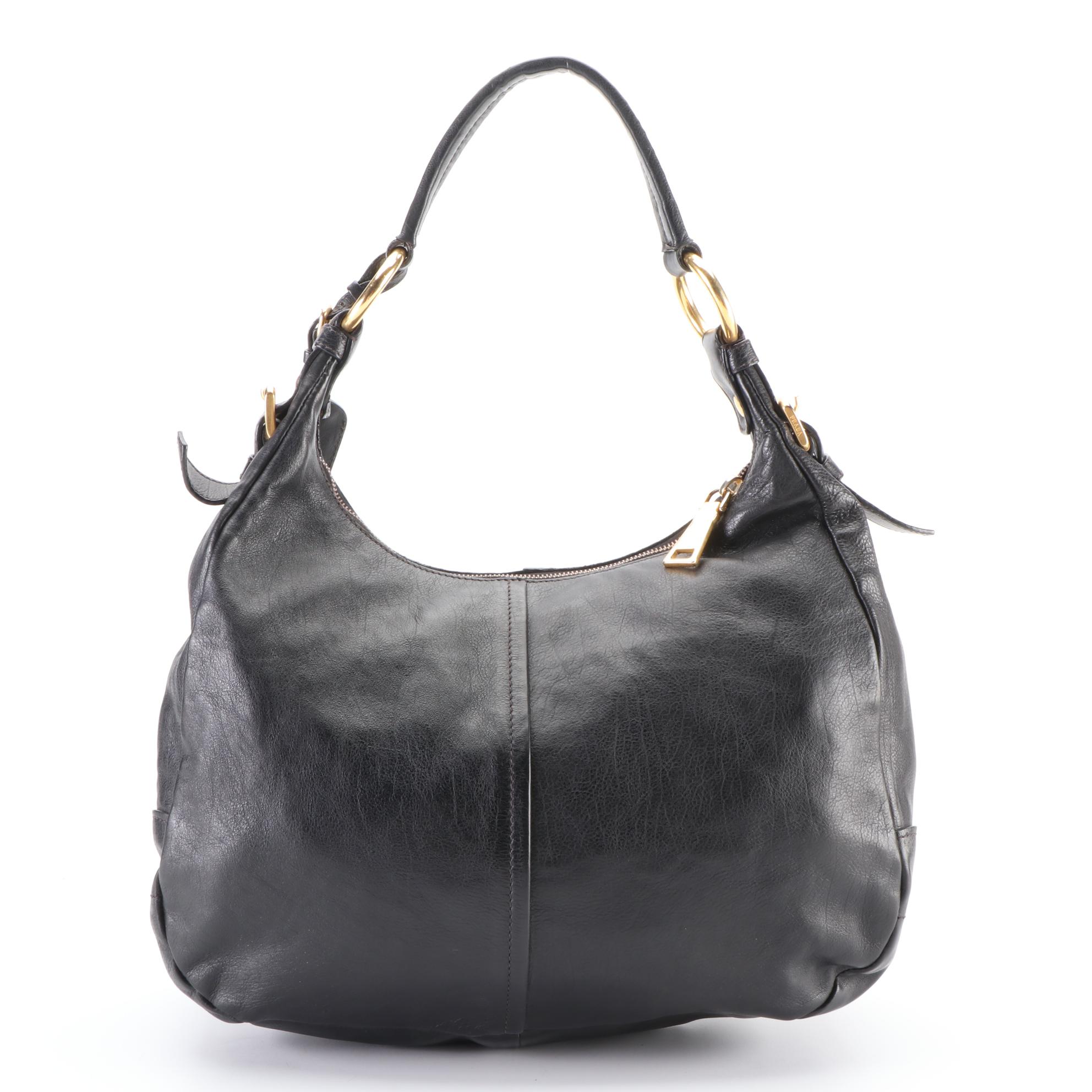 Prada Shoulder Bag in Black Grained Leather