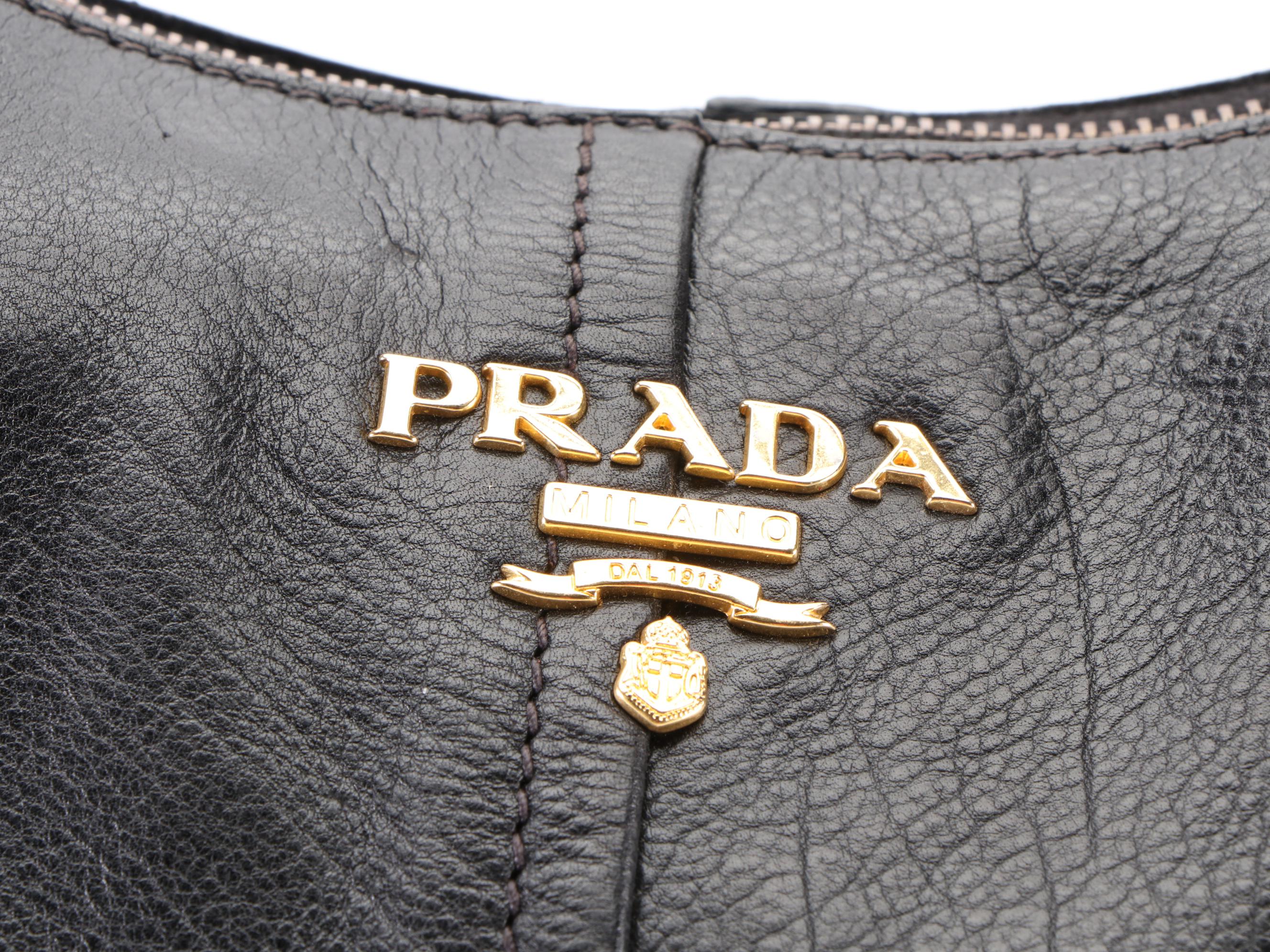 Prada Shoulder Bag in Black Grained Leather