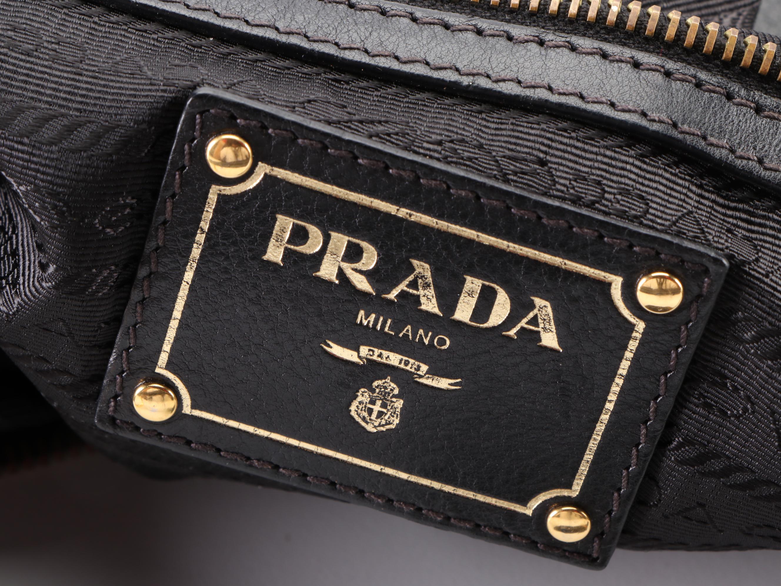 Prada Shoulder Bag in Black Grained Leather