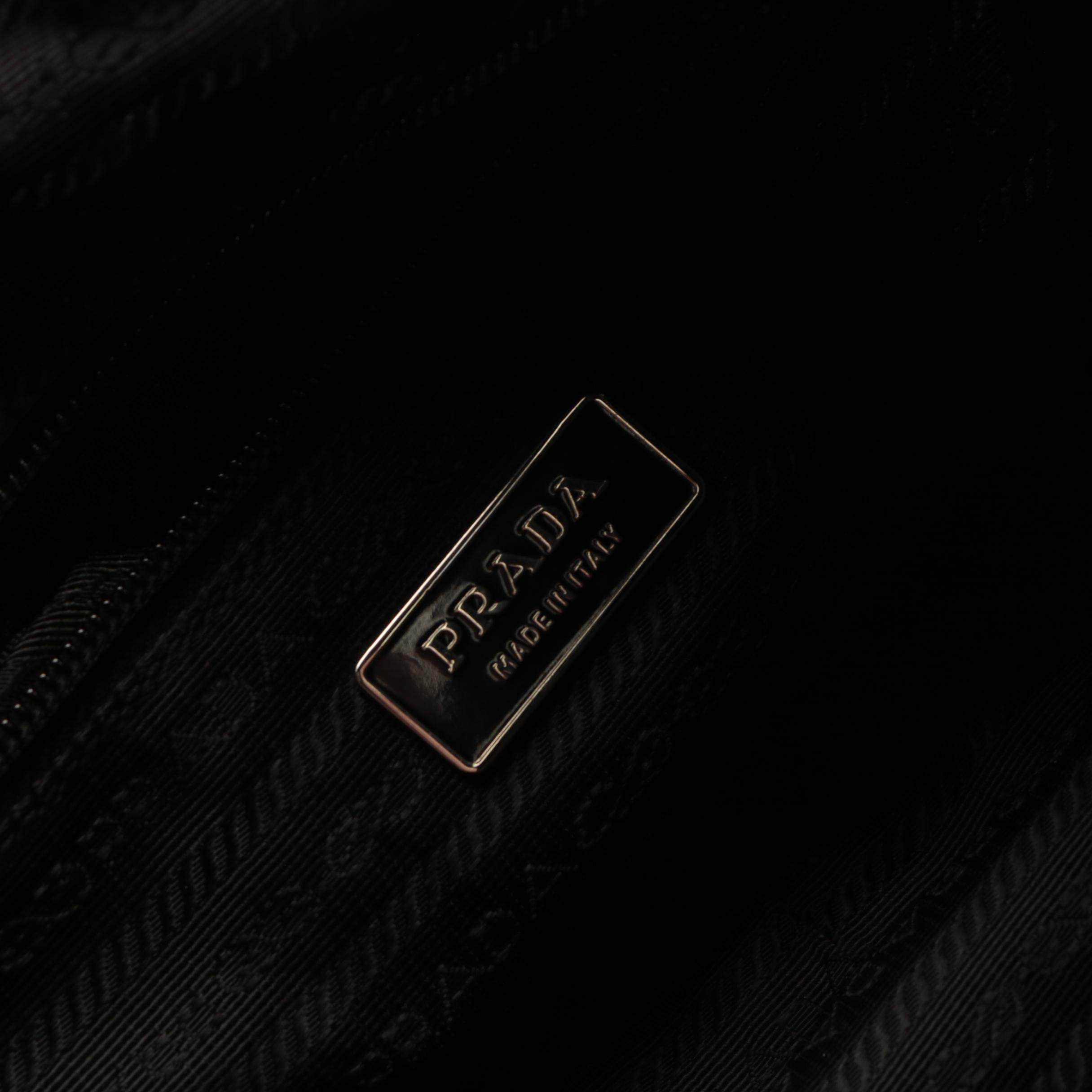 Prada Front Pocket Crossbody Bag in Black Nylon with Leather Trim