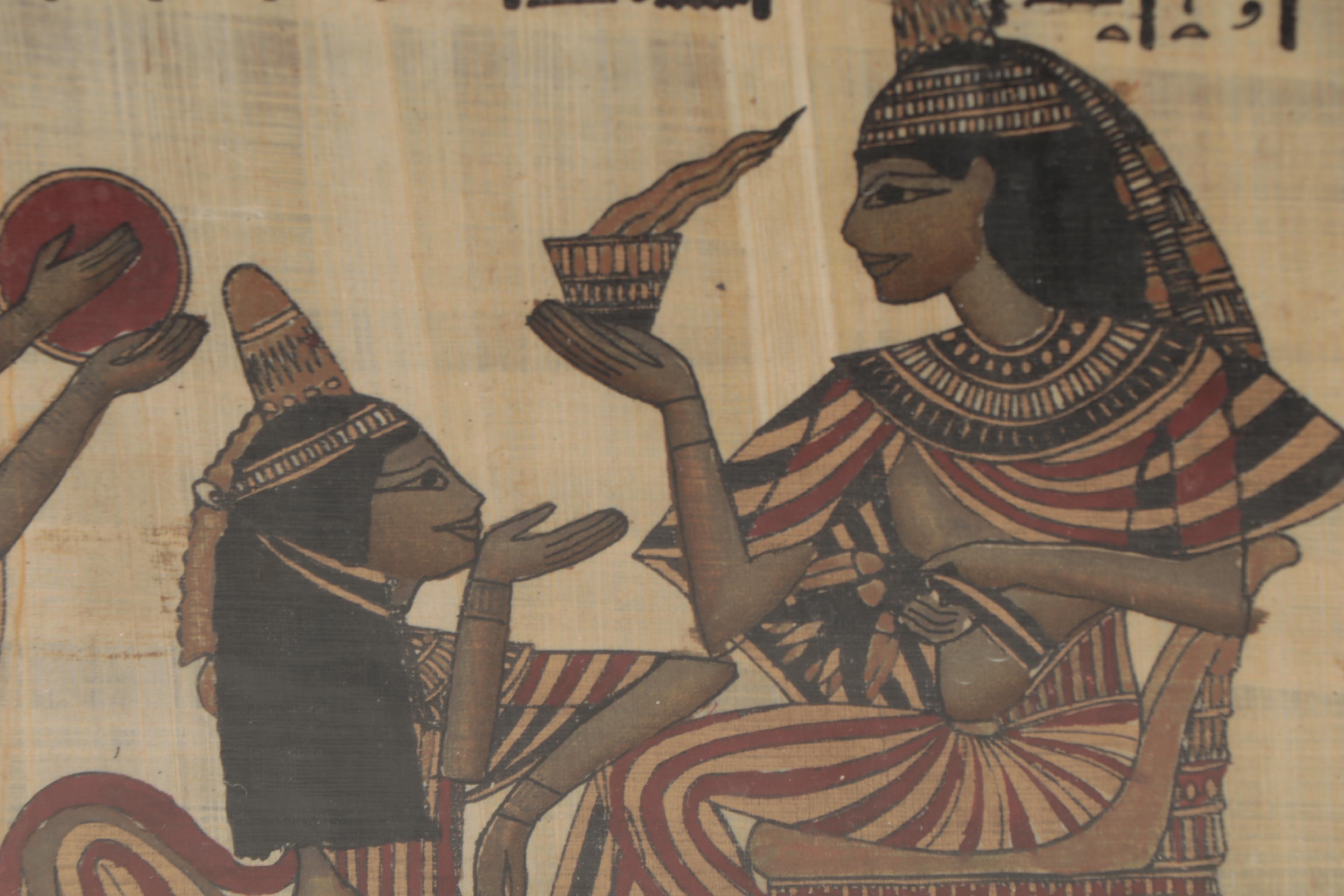 Egyptian Style Gouache Paintings on Banana Leaf