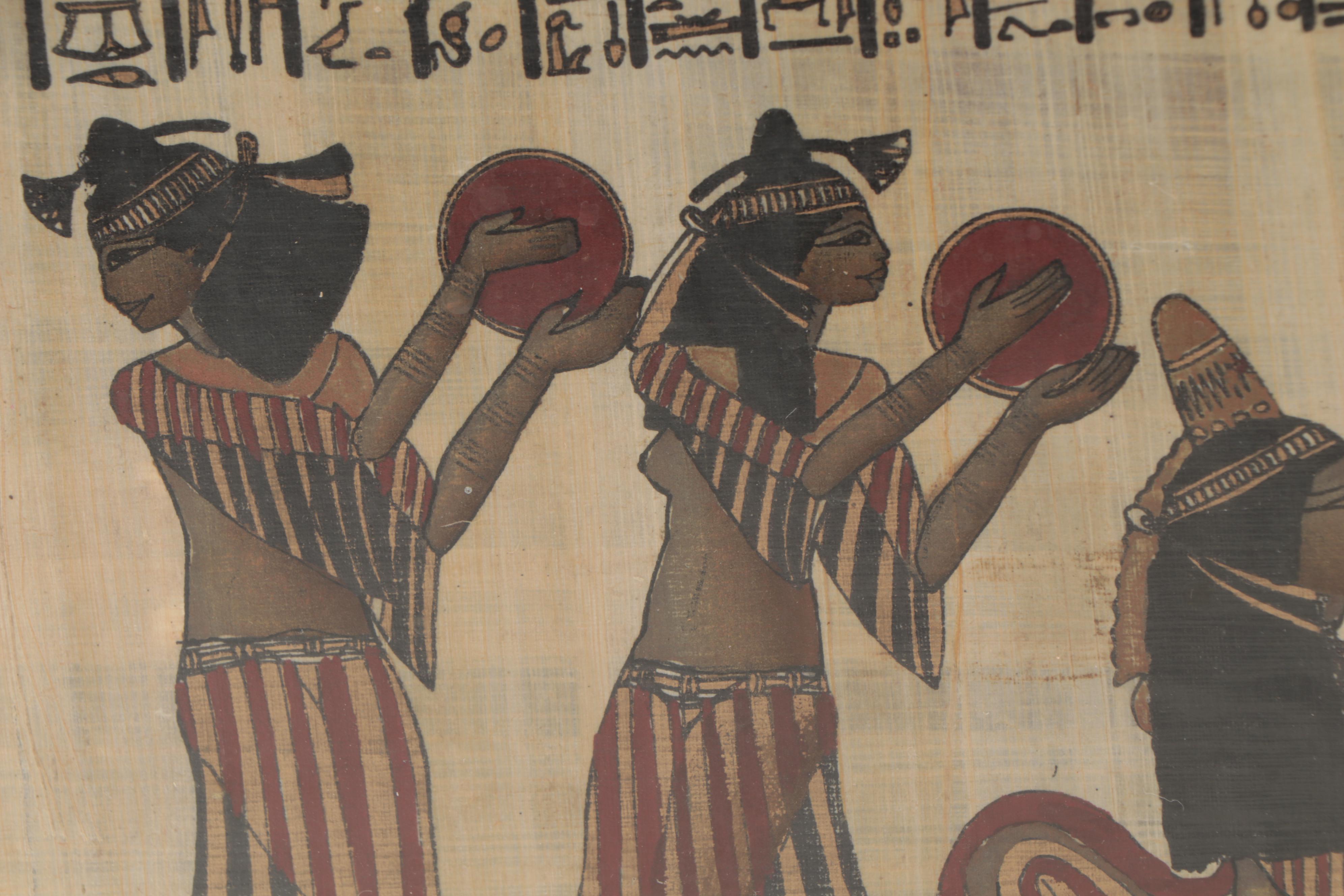 Egyptian Style Gouache Paintings on Banana Leaf