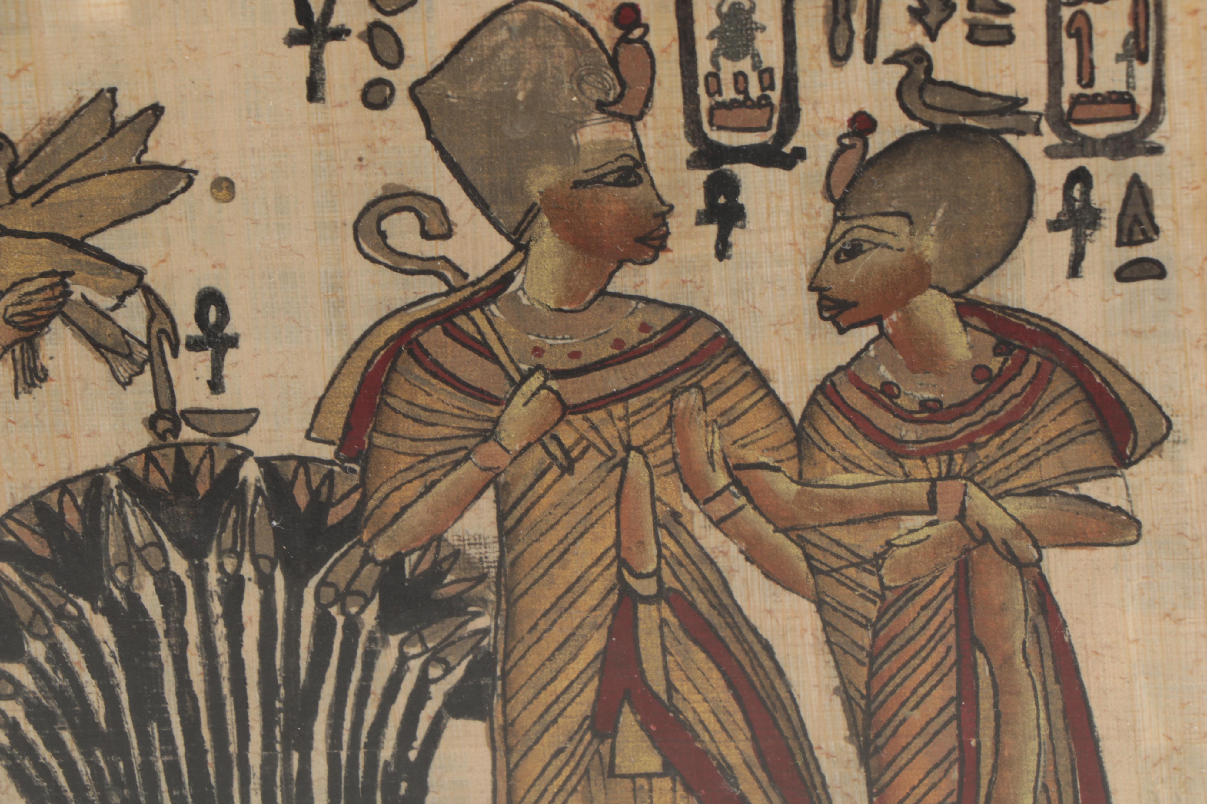 Egyptian Style Gouache Paintings on Banana Leaf